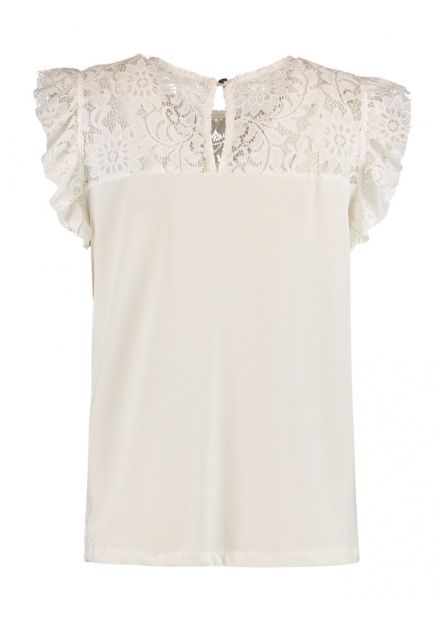 Gaby Offwhite Lace Detail T-Shirt