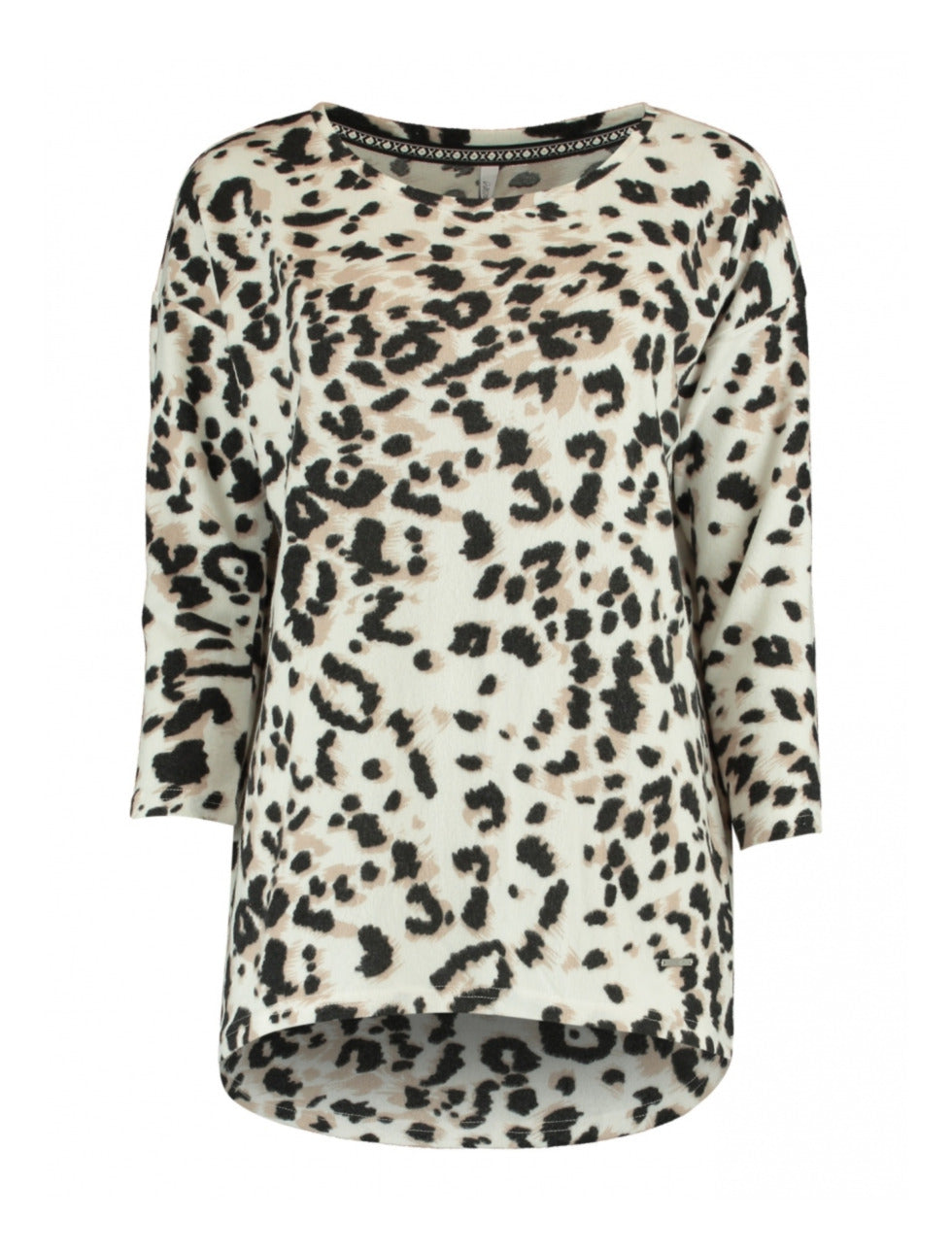 Mia Offwhite Leo Print Knit Top