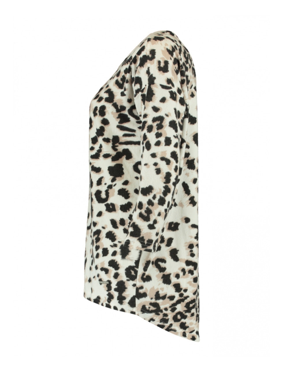 Mia Offwhite Leo Print Knit Top