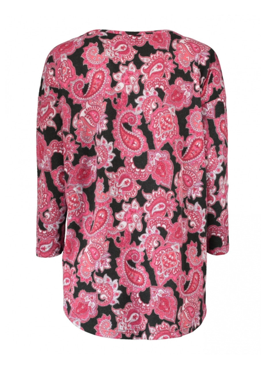Mia Pink Paisley Print Knit Top