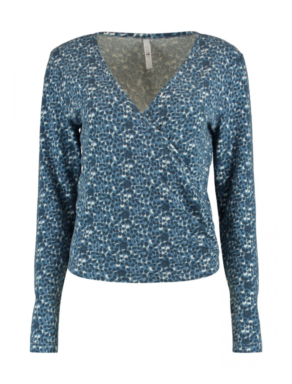 Amira Blue Dot Wrap Top