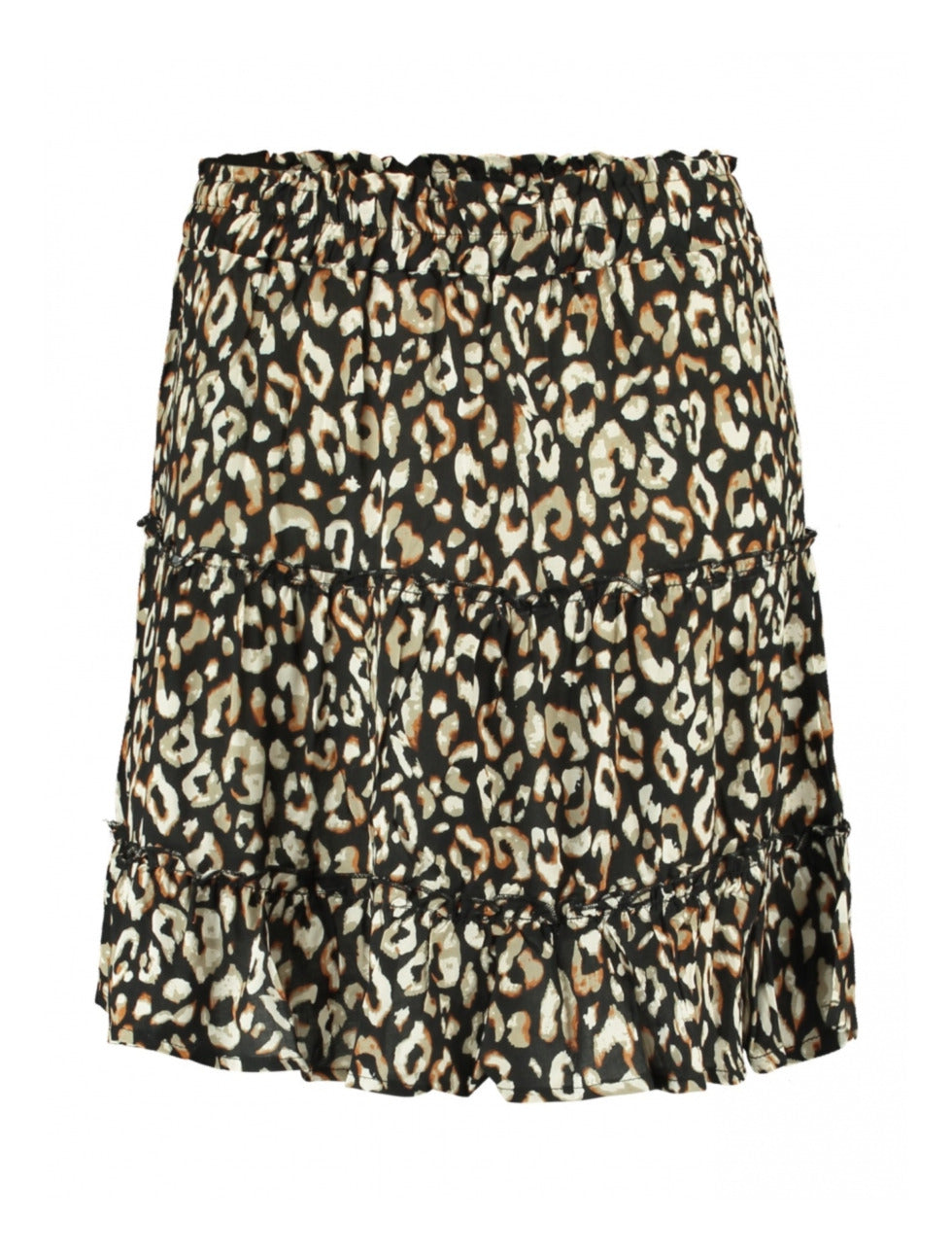 Elida Black Leo Print Mini Skirt