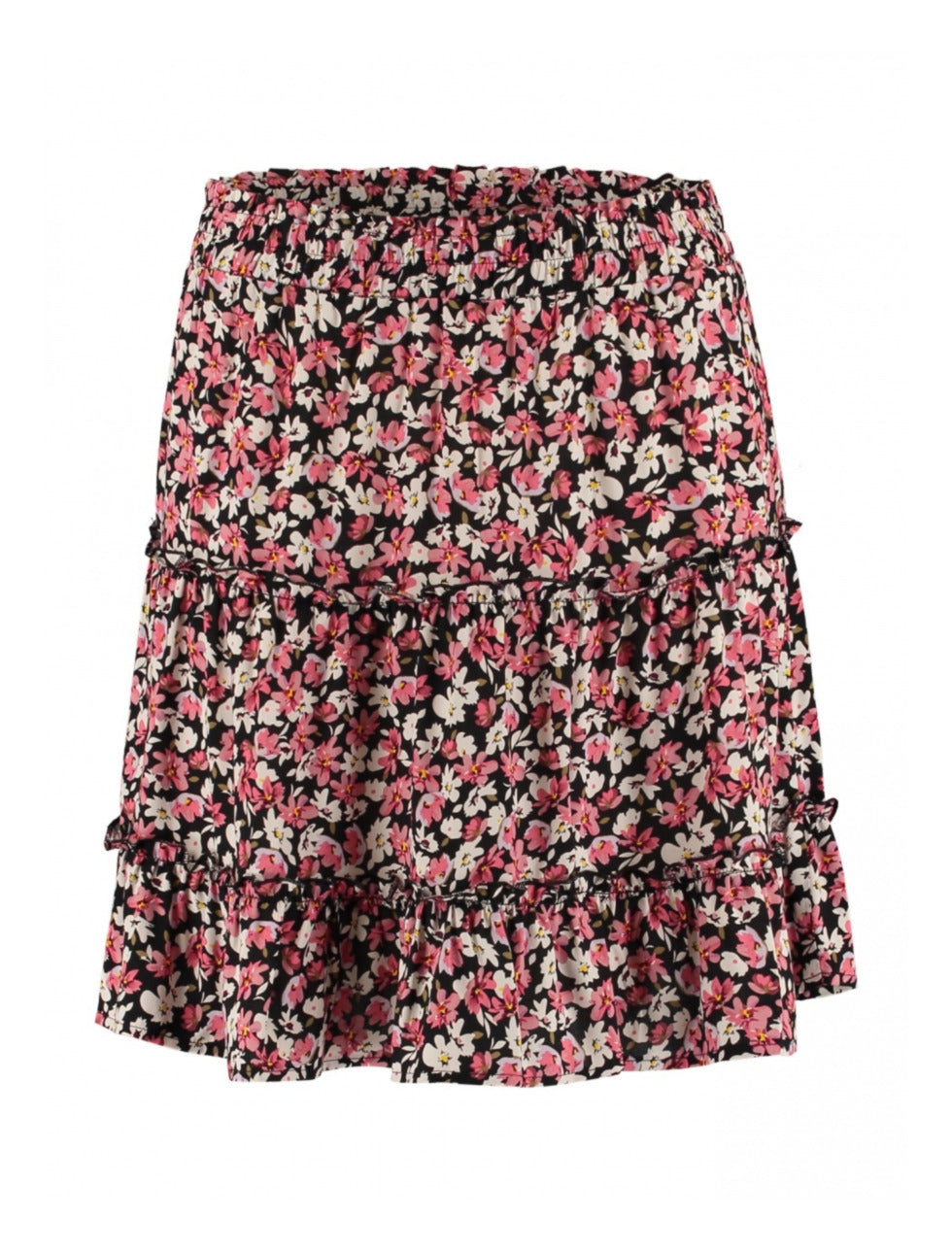 Elida Black Floral Mini Skirt
