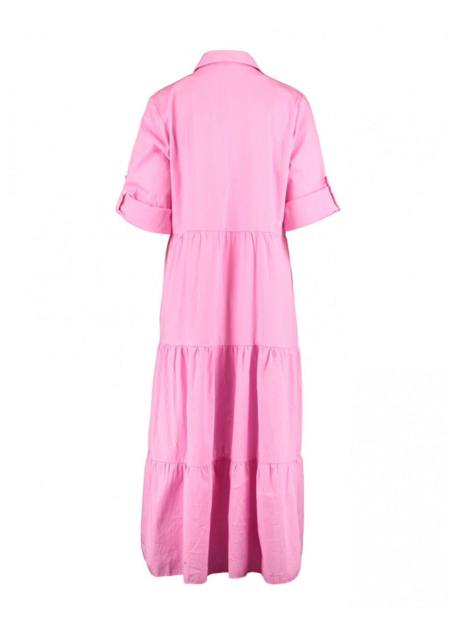 Cecila Flamingo Pink Smock Maxi Dress