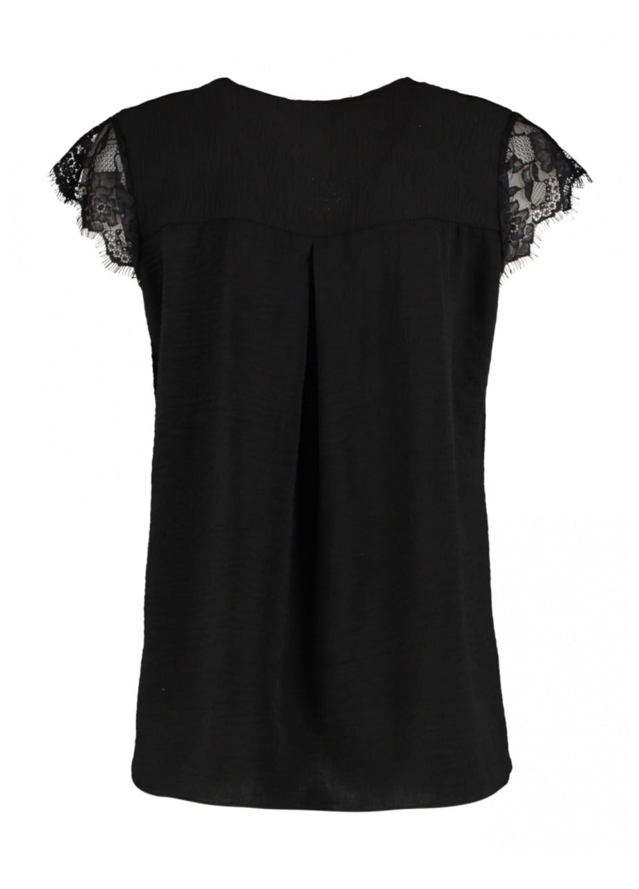 Marie Black Lace Sleeve Top