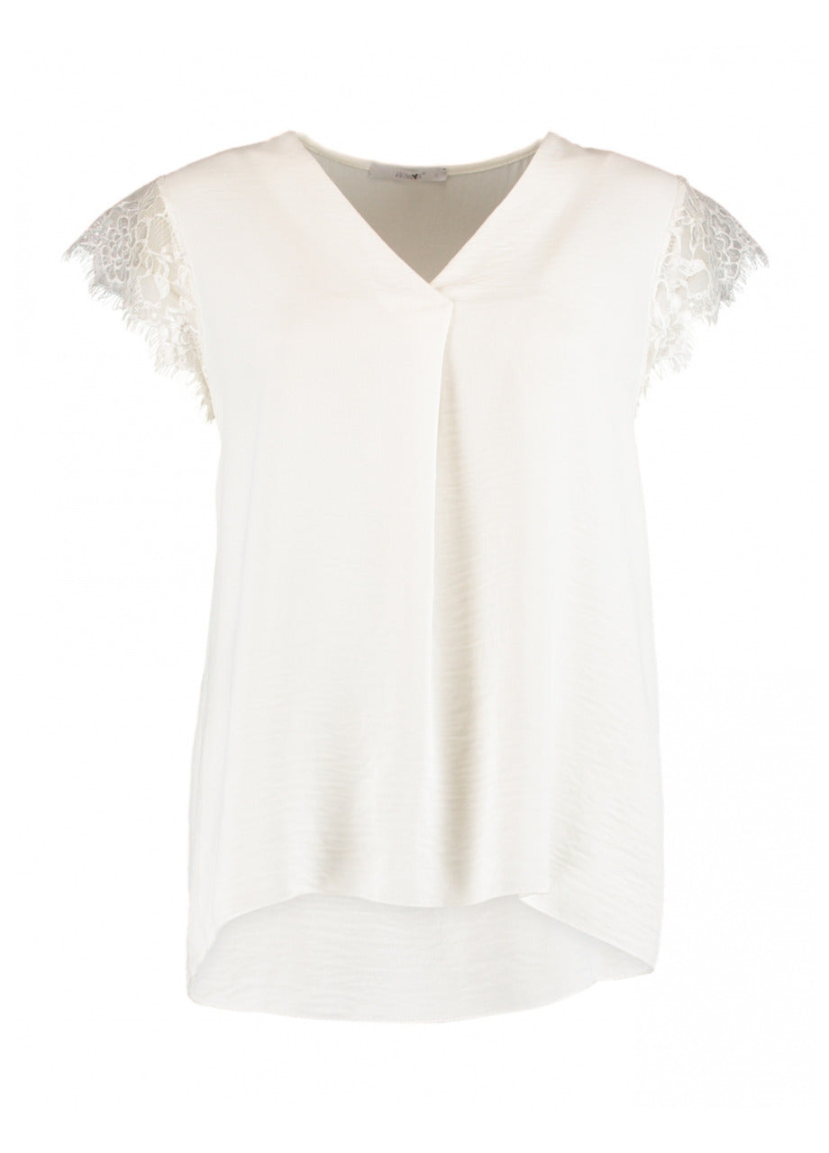 Marie White Lace Sleeve Top
