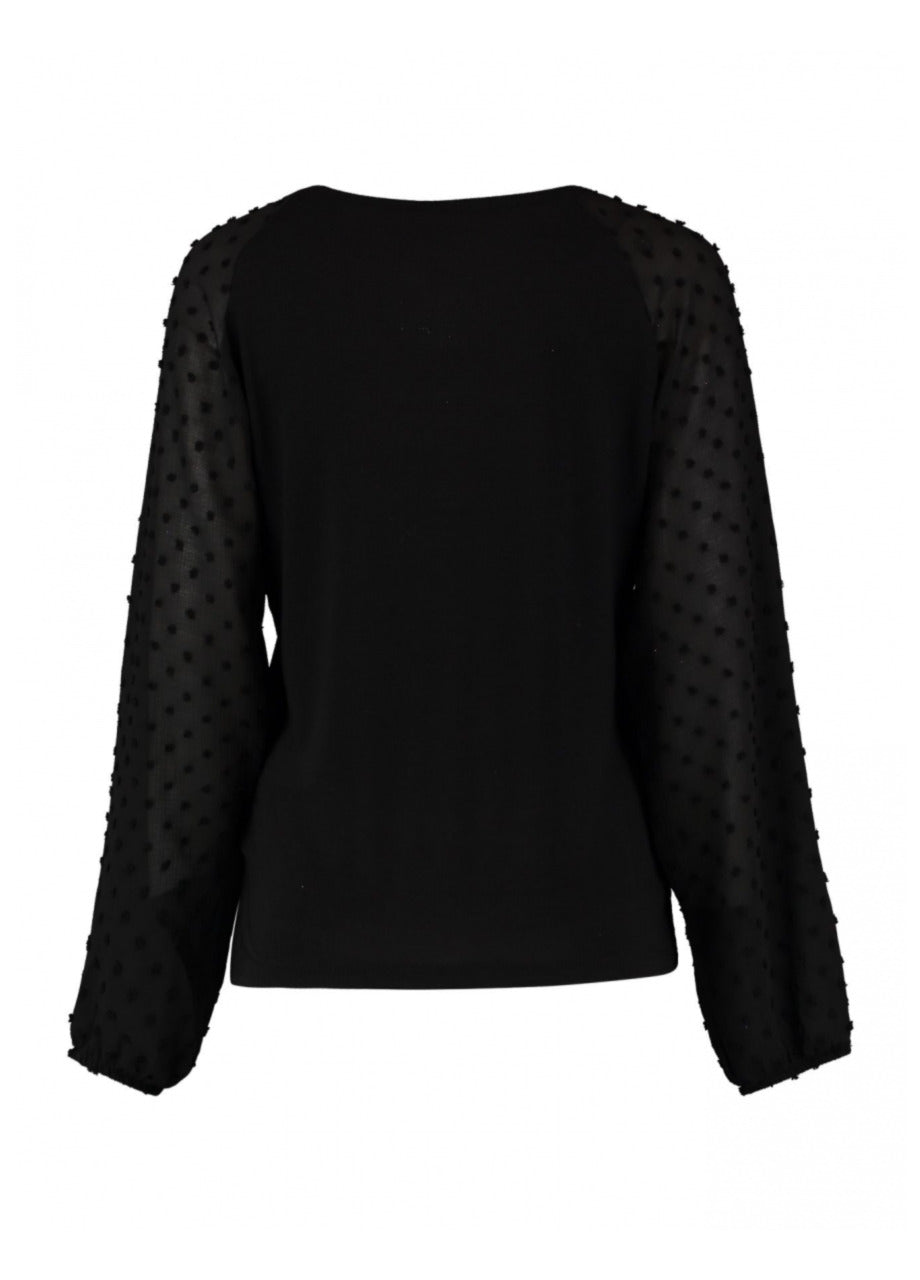 Marlie Black Swiss Dot Sleeve Blouse