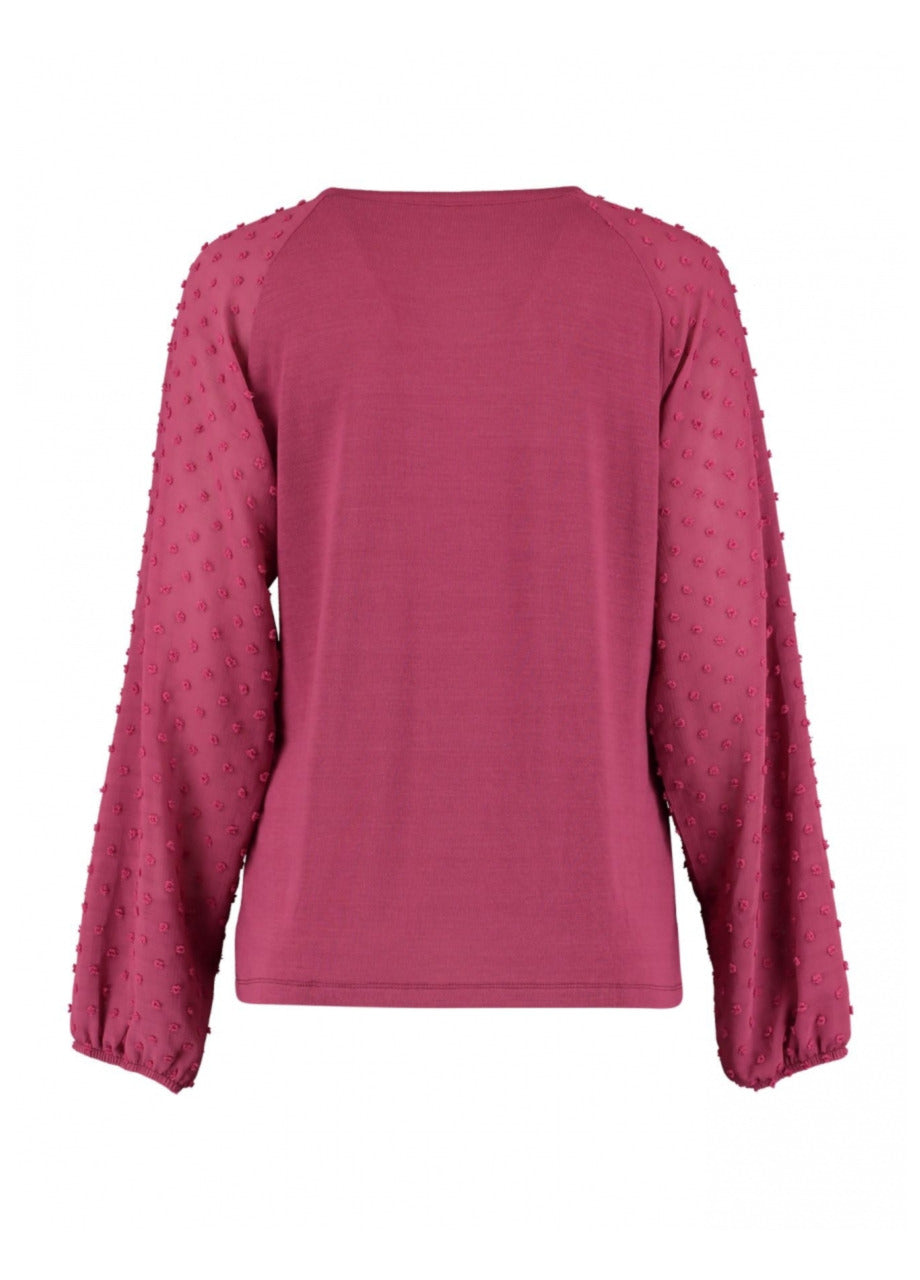 Marlie Rose Wine Swiss Dot Sleeve Blouse