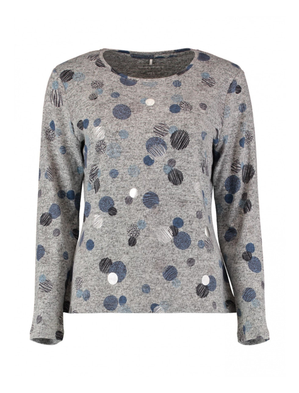 Hanny Grey Dots Print Top