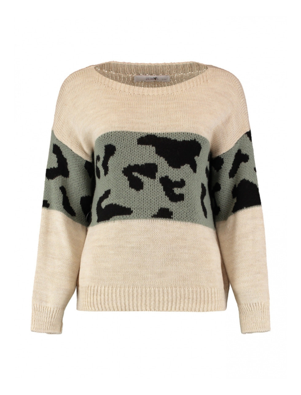 Sia Khaki Leo Panel Sweater