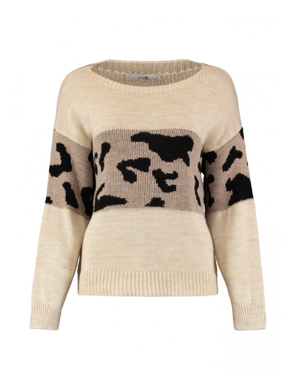 Sia Beige Leo Panel Sweater