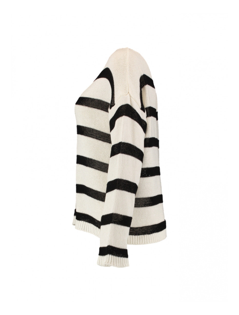 Rela Black Stripe White Sweater