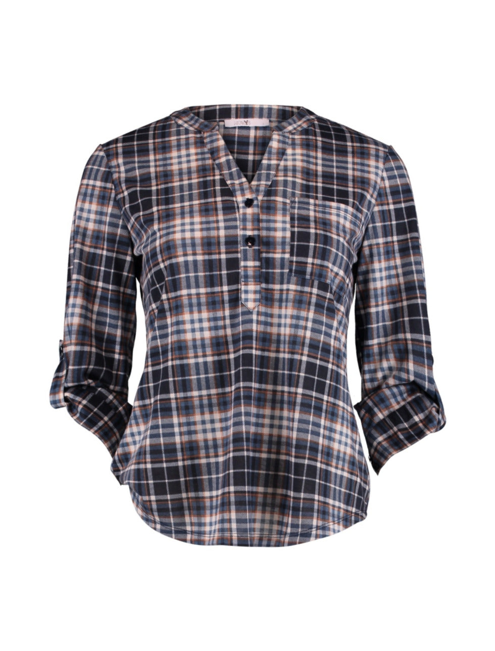 Dinara Navy Check Popover Shirt