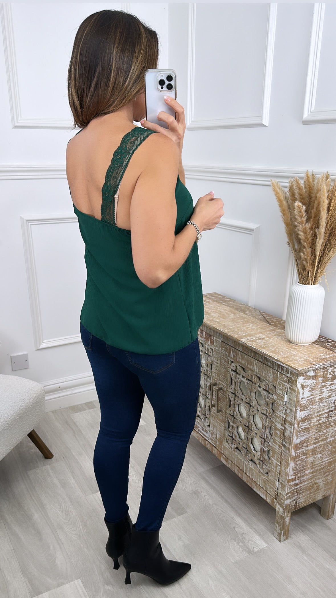 Betty Dark Green Lace Trim Cami