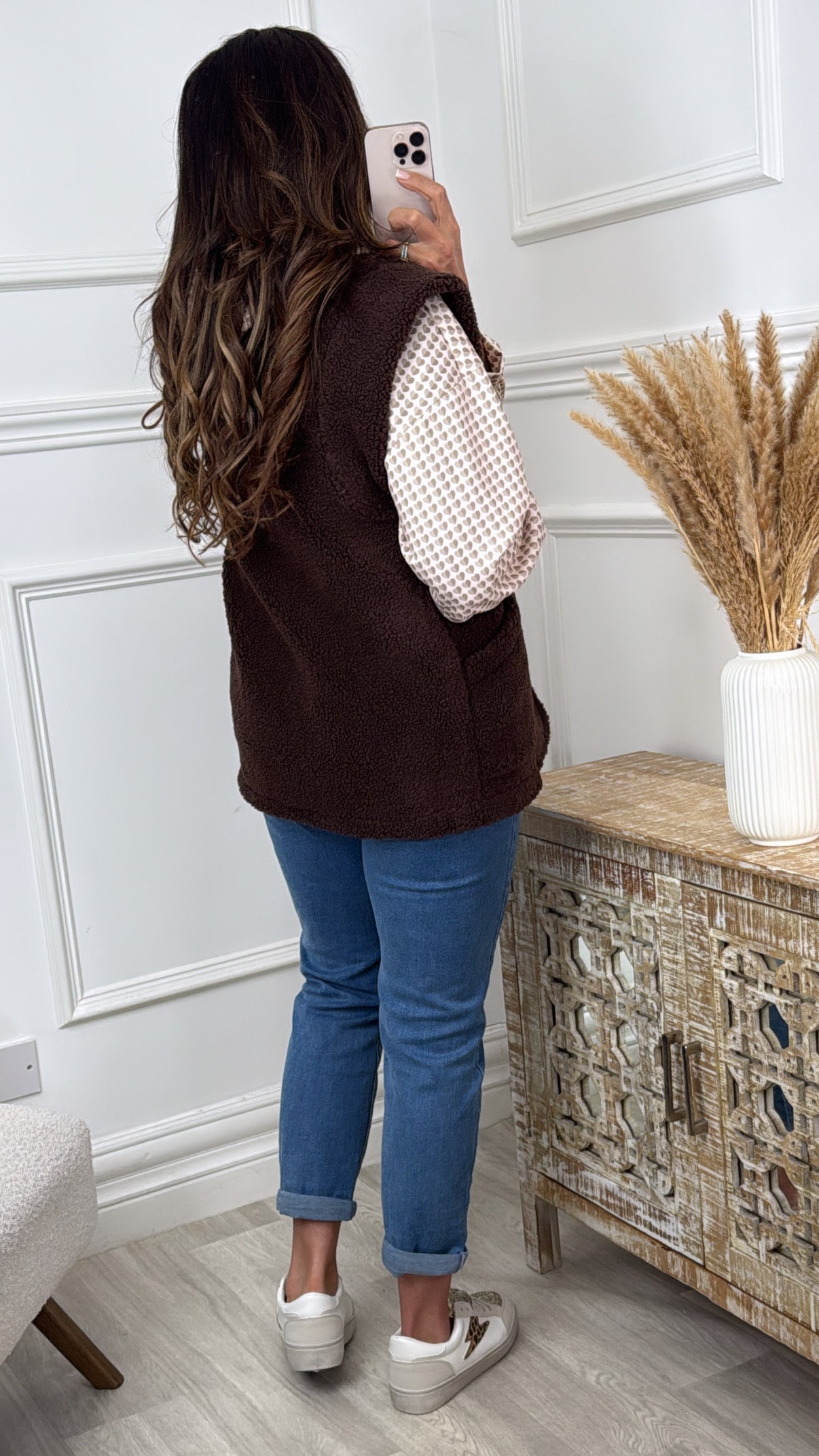 Mariosa Brown Faux Sherpa Waistcoat