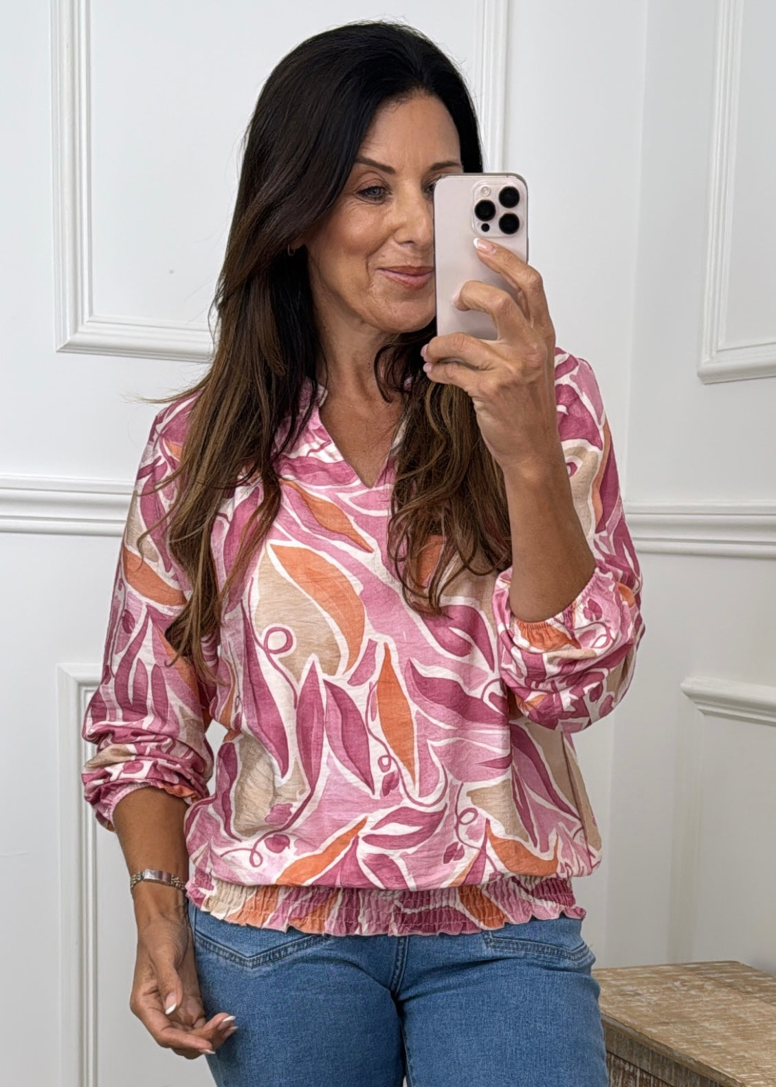 Sarah Pink Floral Print Blouse
