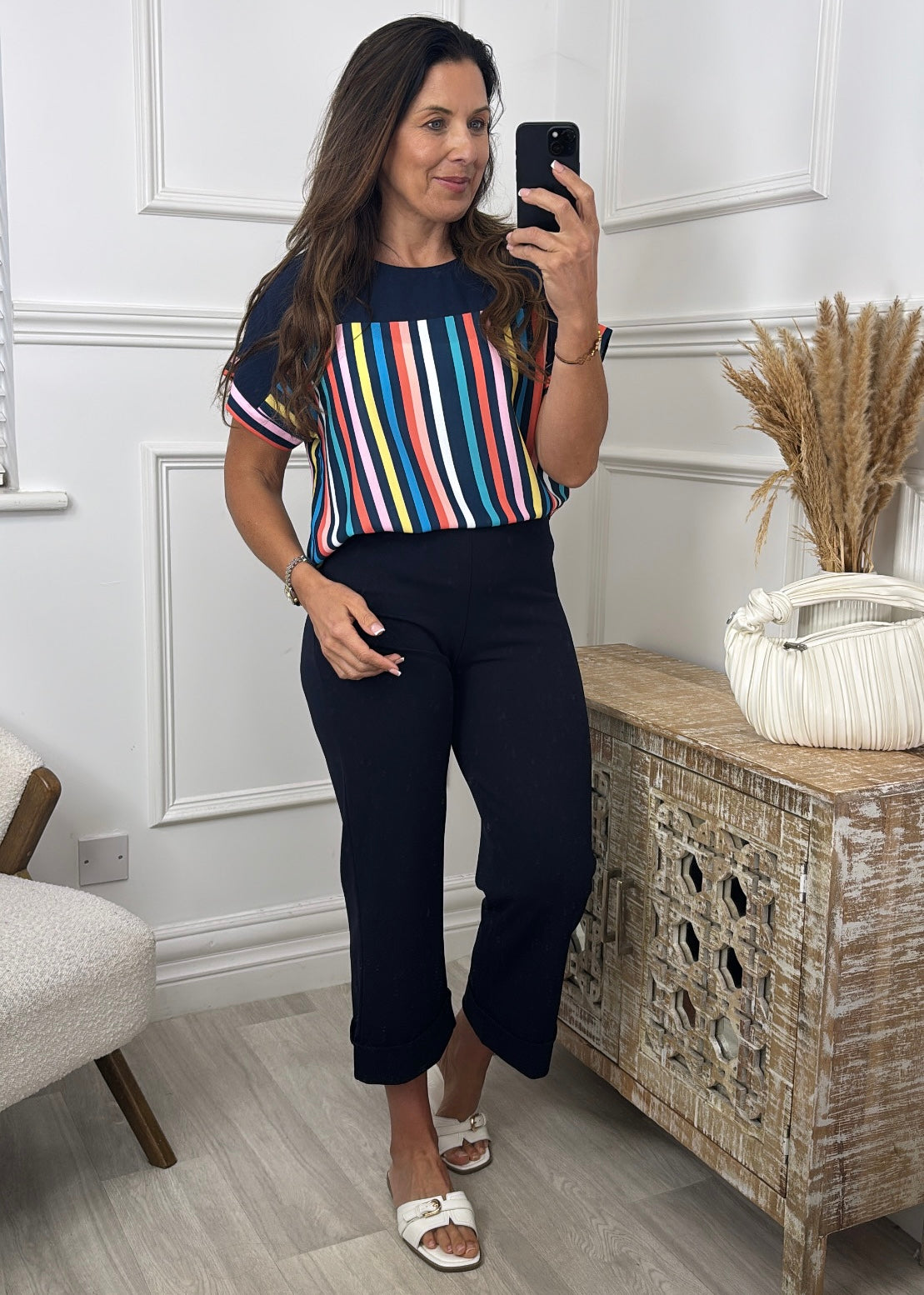 Caoimhe Navy Striped T-Shirt