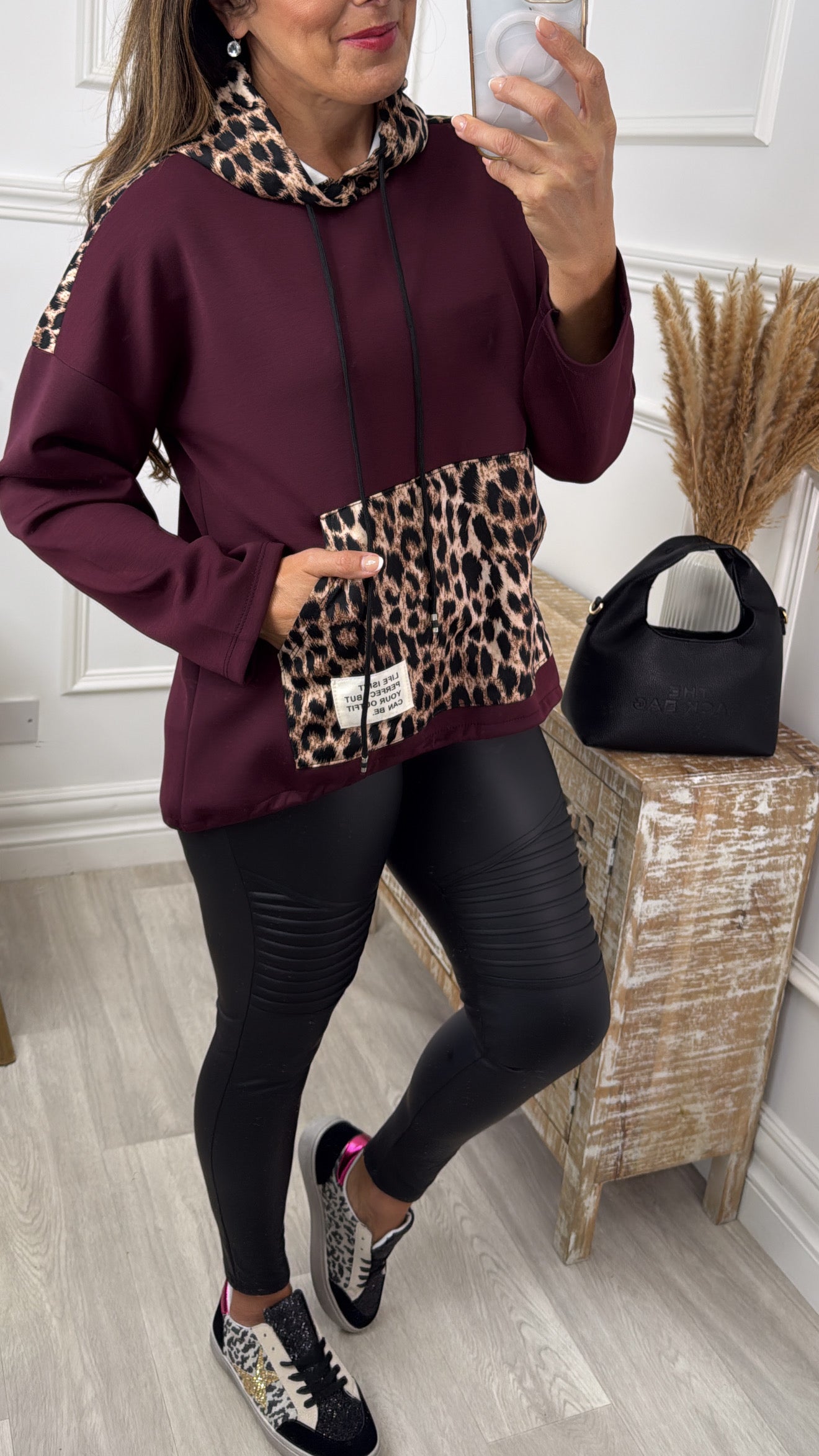 Pre Order: Everly Wine Leopard Hoody