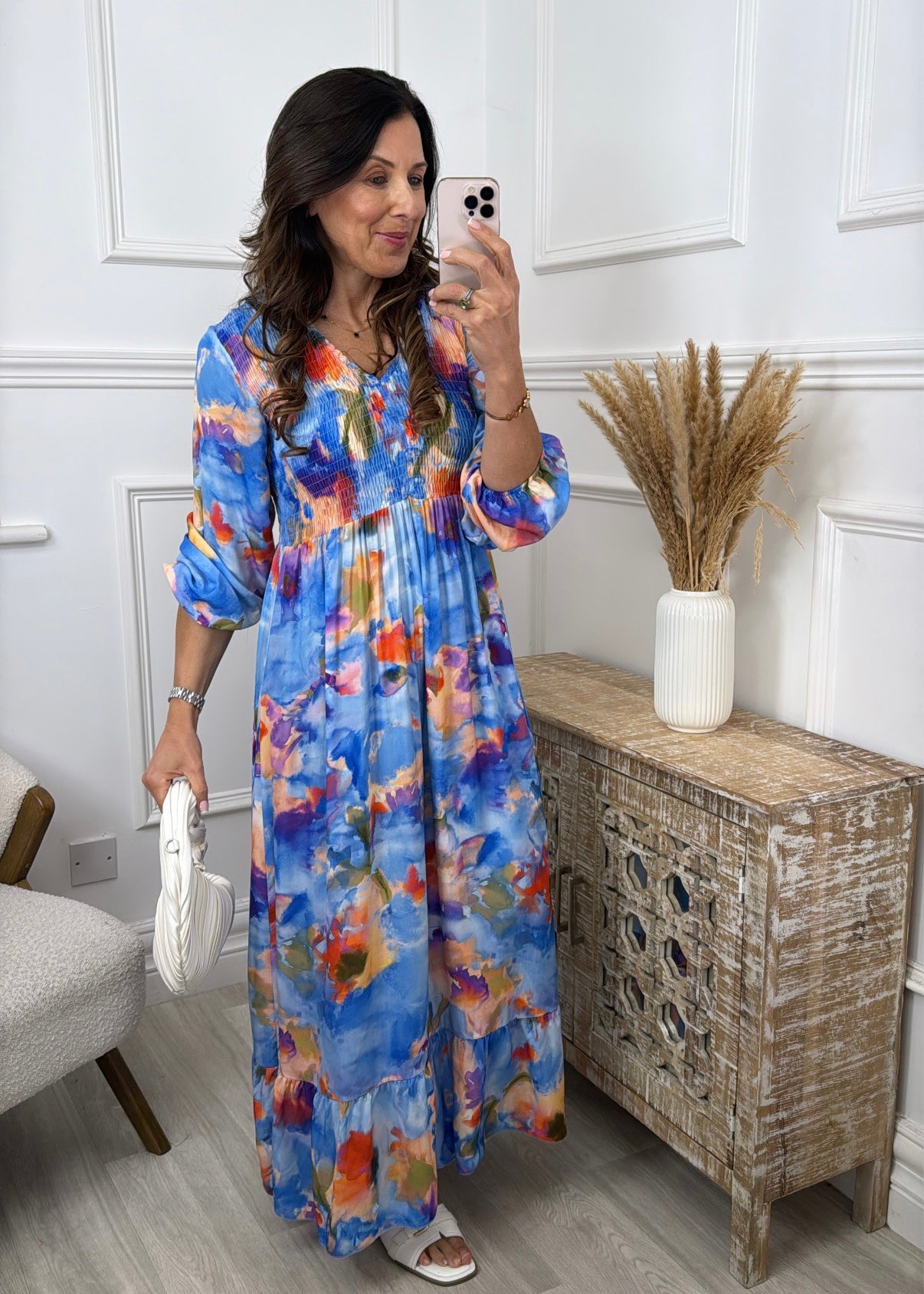 Claudine Blue Floral Midi Dress