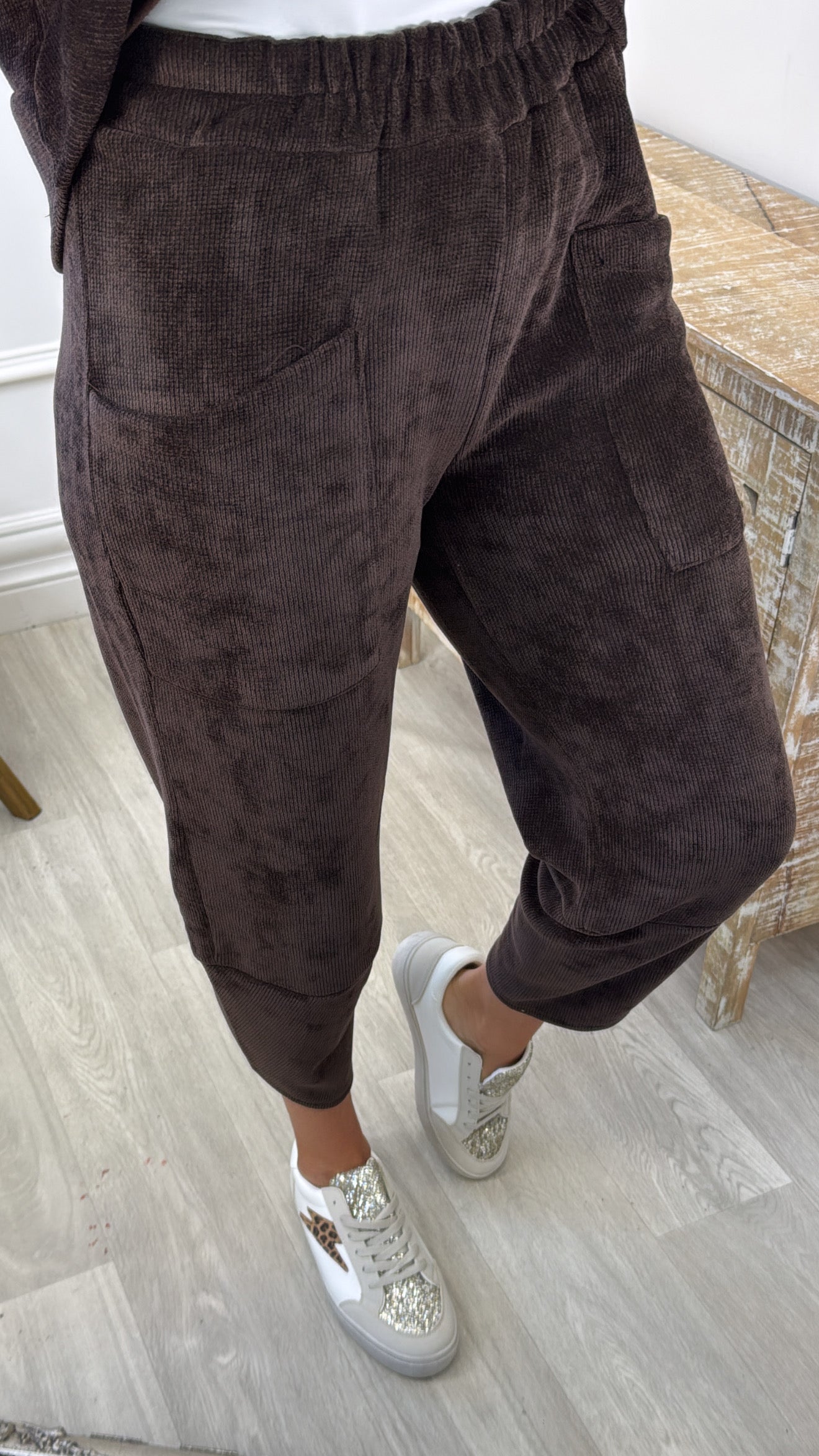 Vogue Brown Ribbed Tracksuit