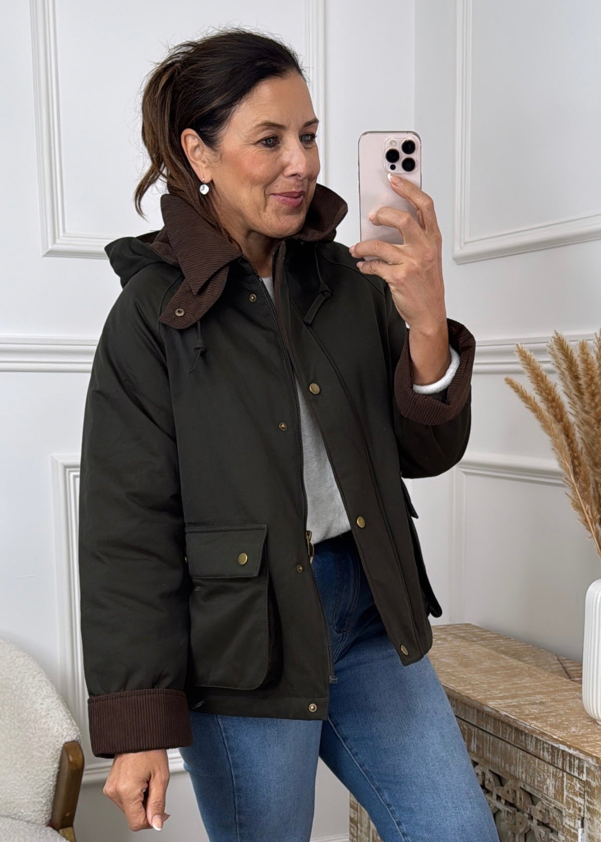 Suranne Khaki Quilted Jacket