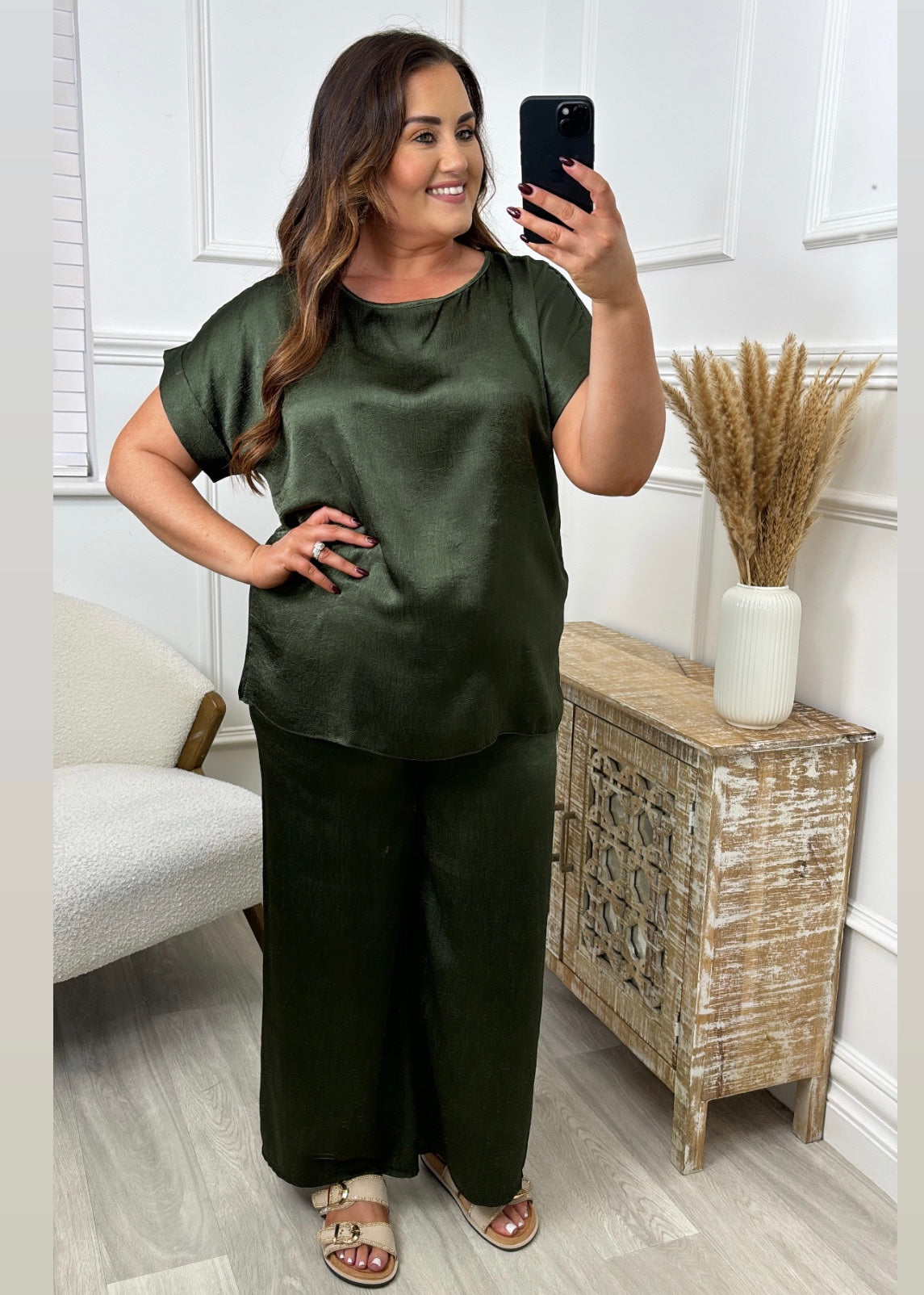 Prudence Khaki Crochet Detail Set