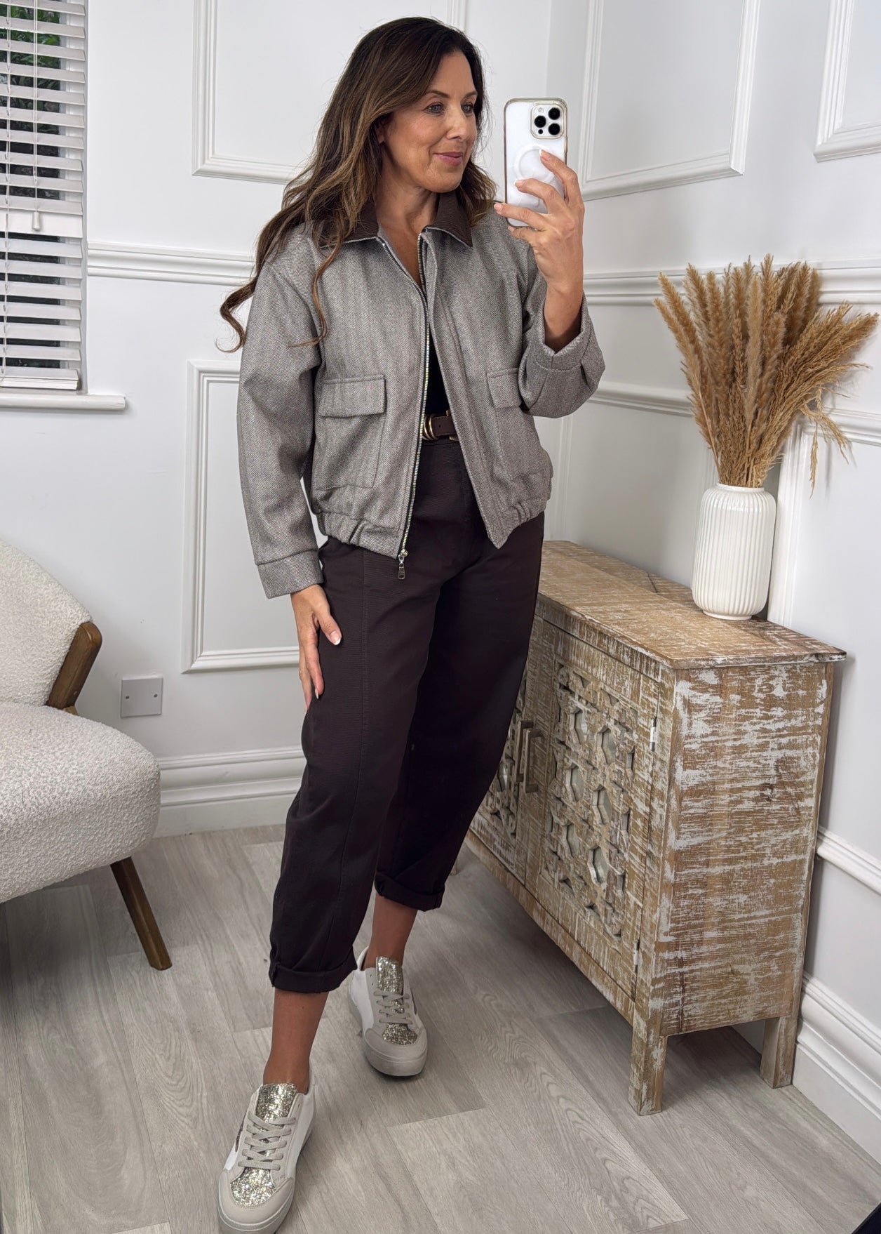 Carriann Beige Suedette Collar Jacket