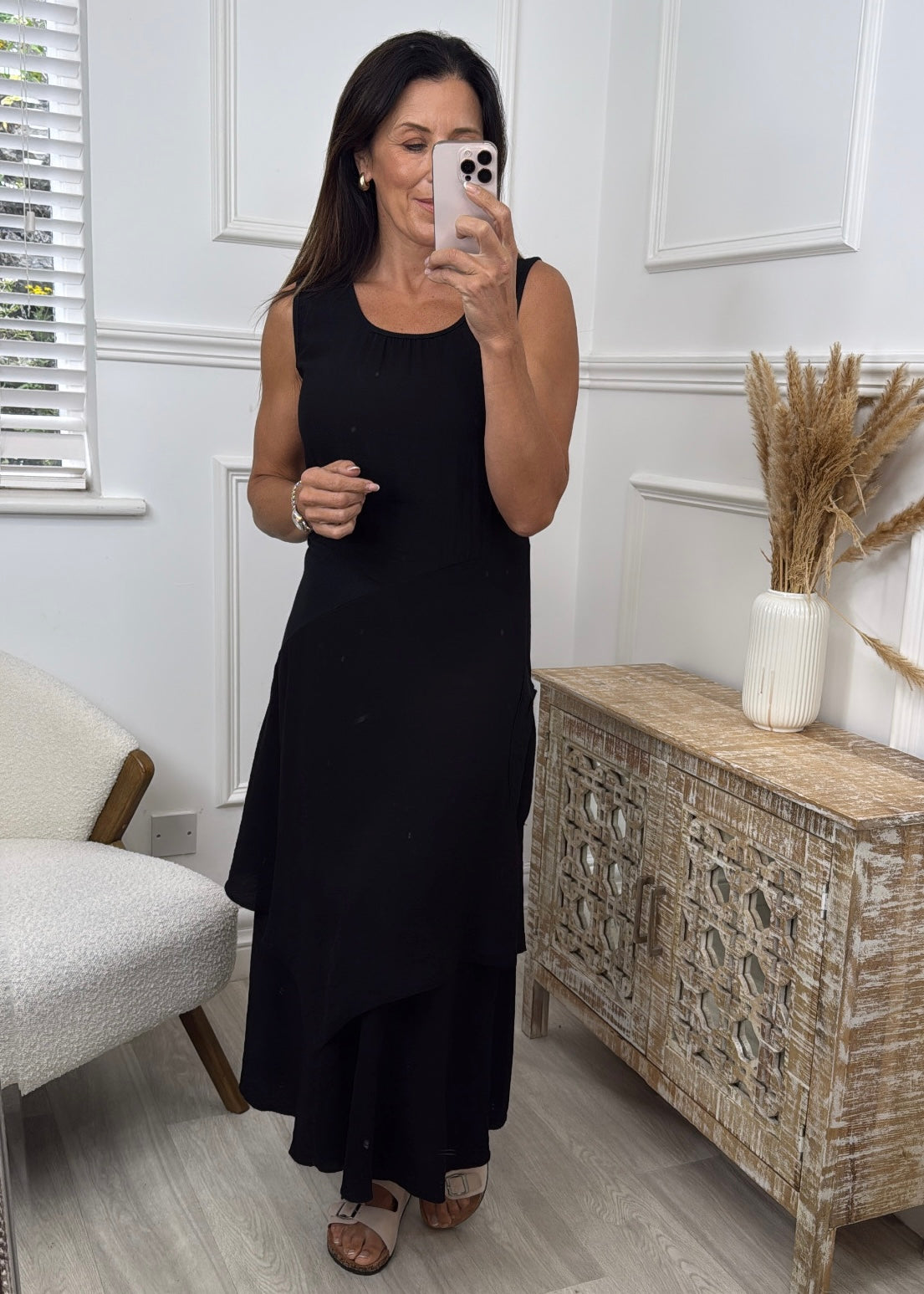 Quinn Black Layered Skirt Dress