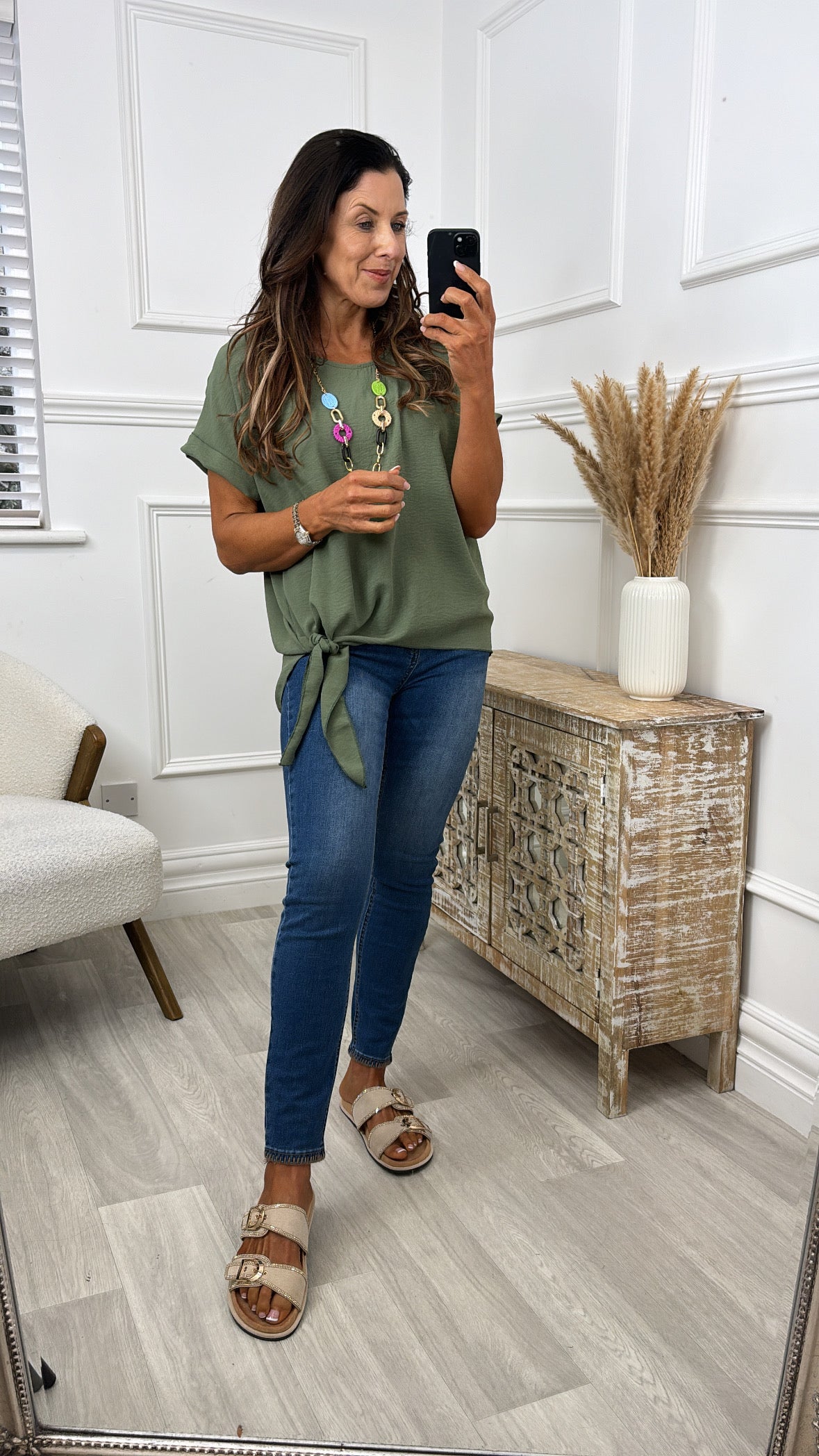 Bernadette Khaki Side Knot Top