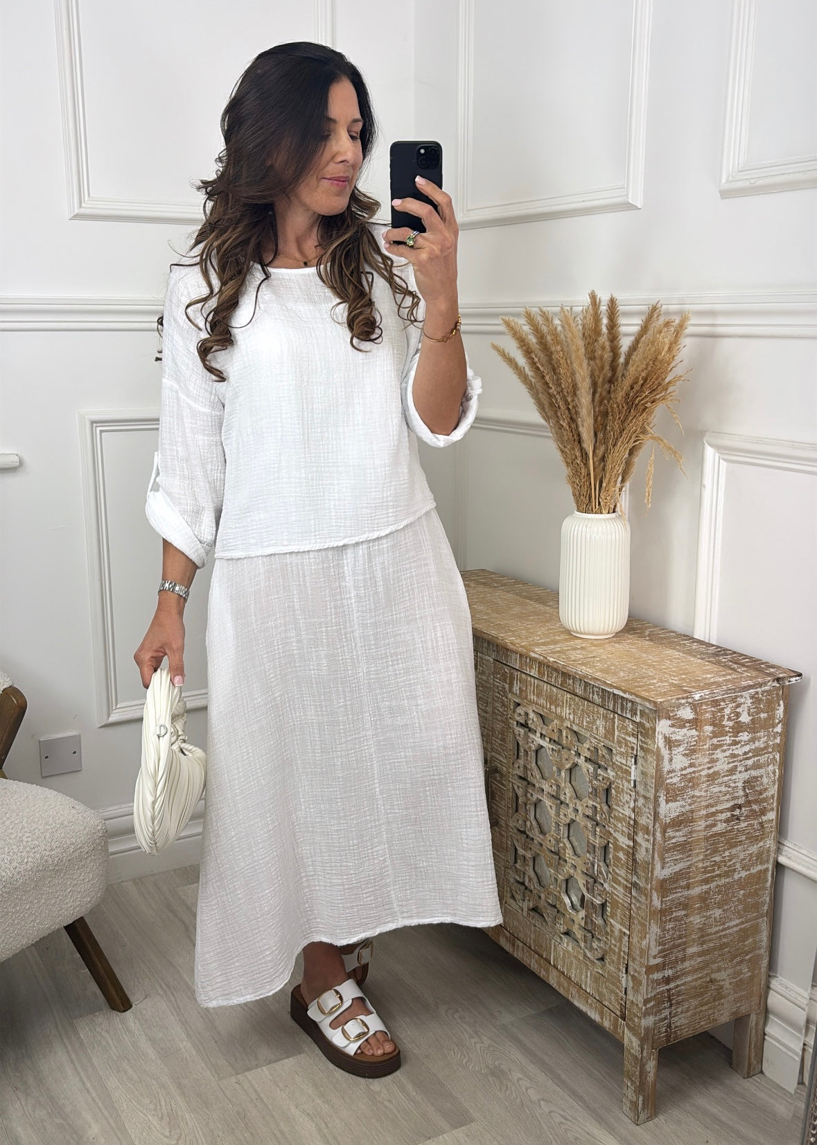 Steph White Overlay Top Midi Dress