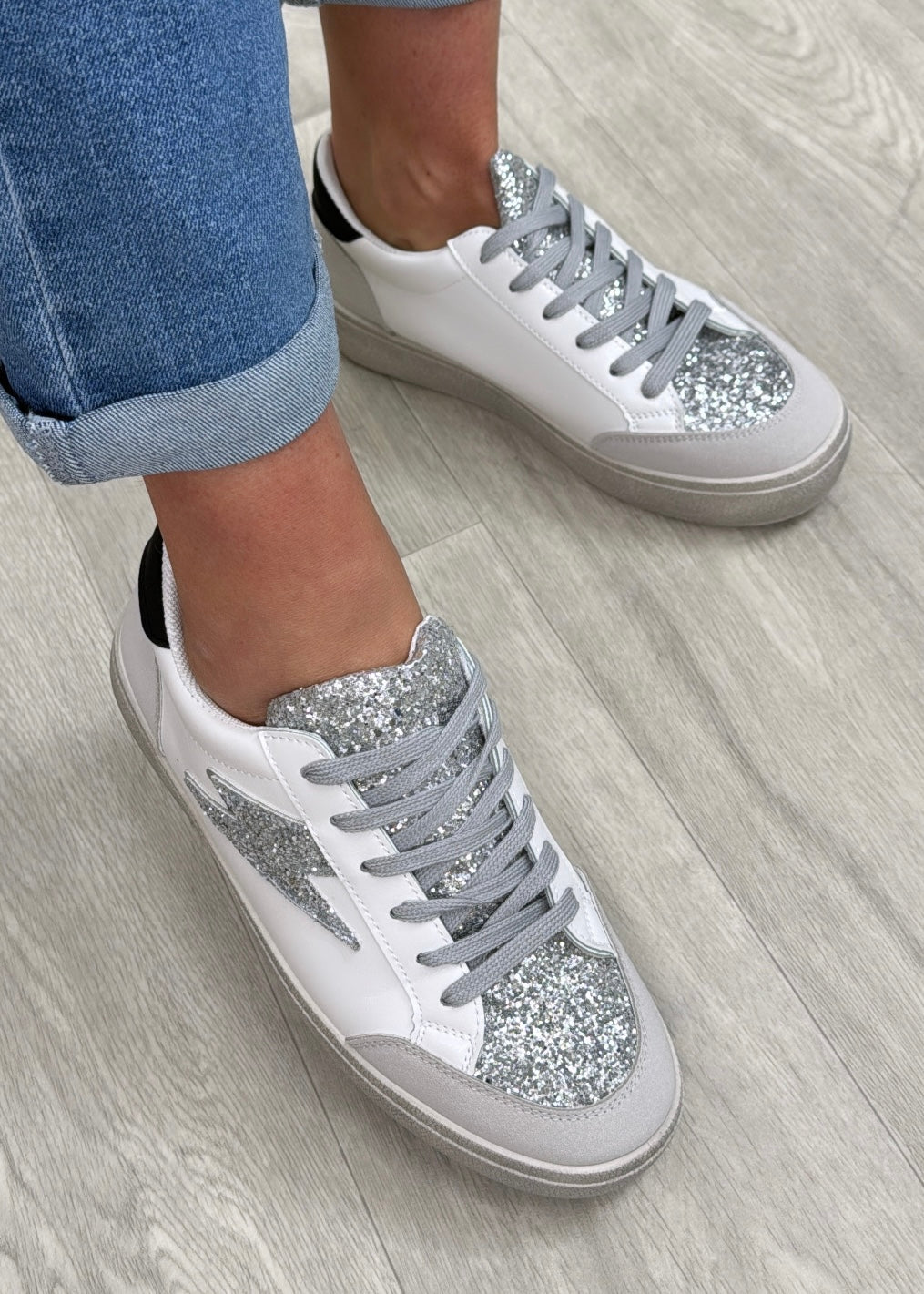 Brooke Silver Glitter Upper Trainers