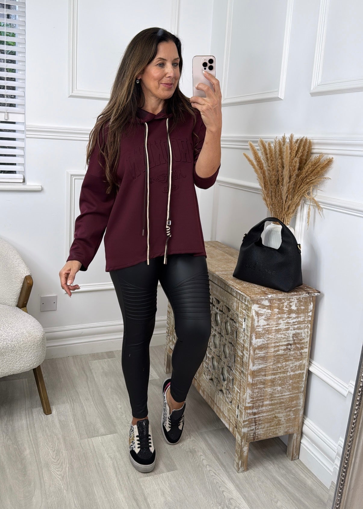 Jules Wine Embossed Hoodie