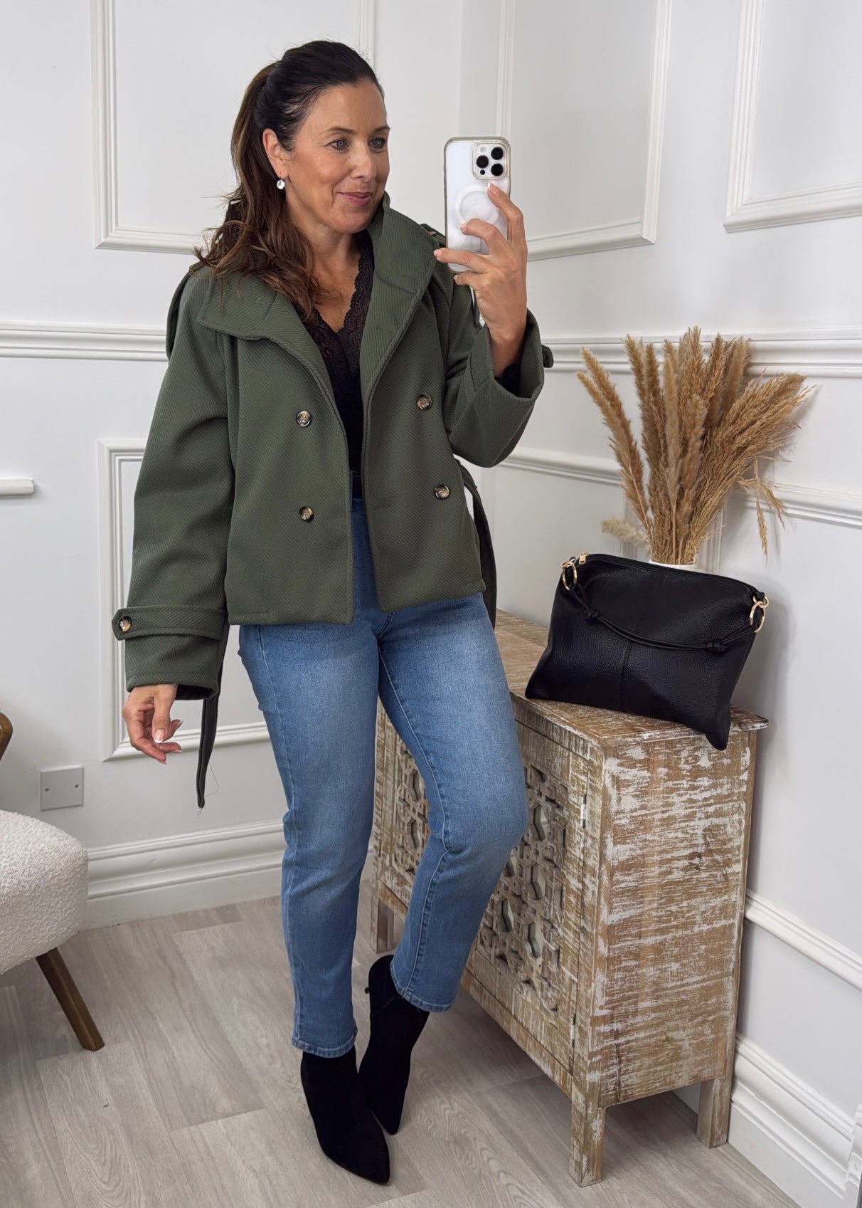 Roisin Khaki Jacket With  Buttons
