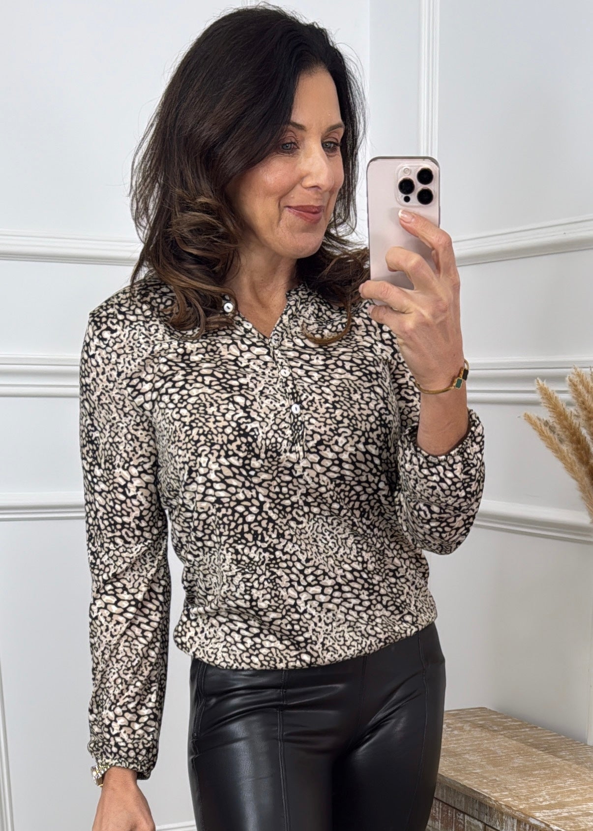 Ariella Black Patterned Blouse