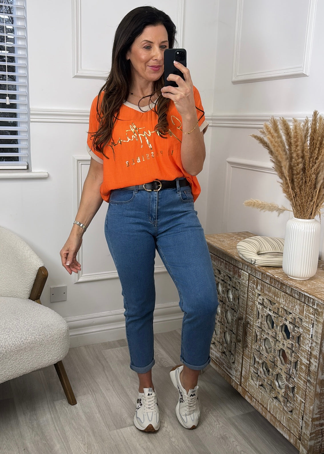 Nancy Orange Everything is Possible Top