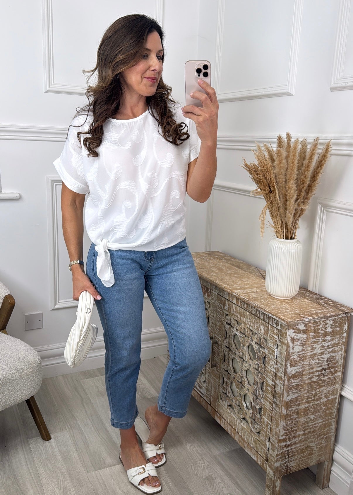 Jacky White Embossed Top