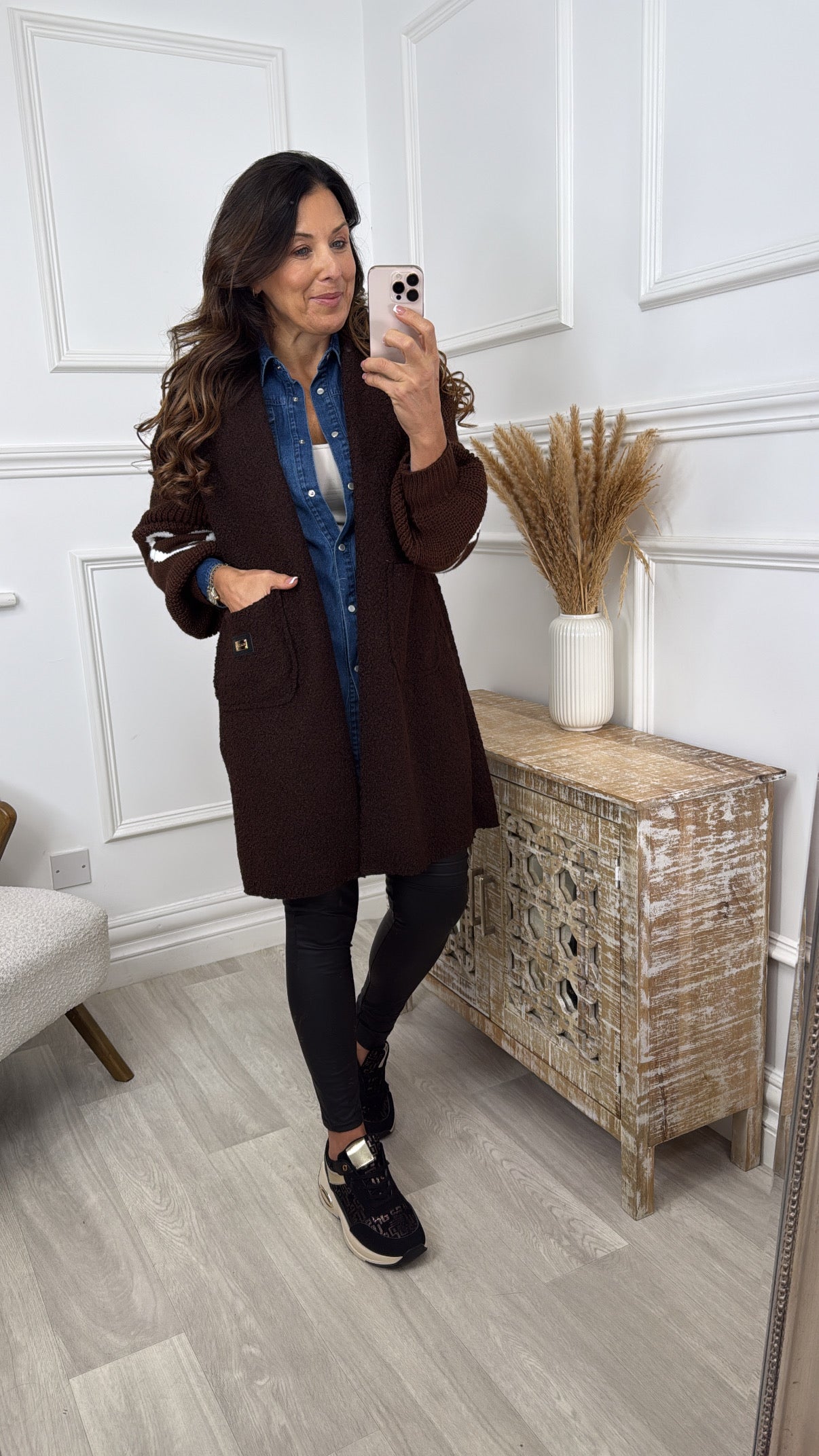 Yvonne Dark Choco Heart Sleeve Coatigan