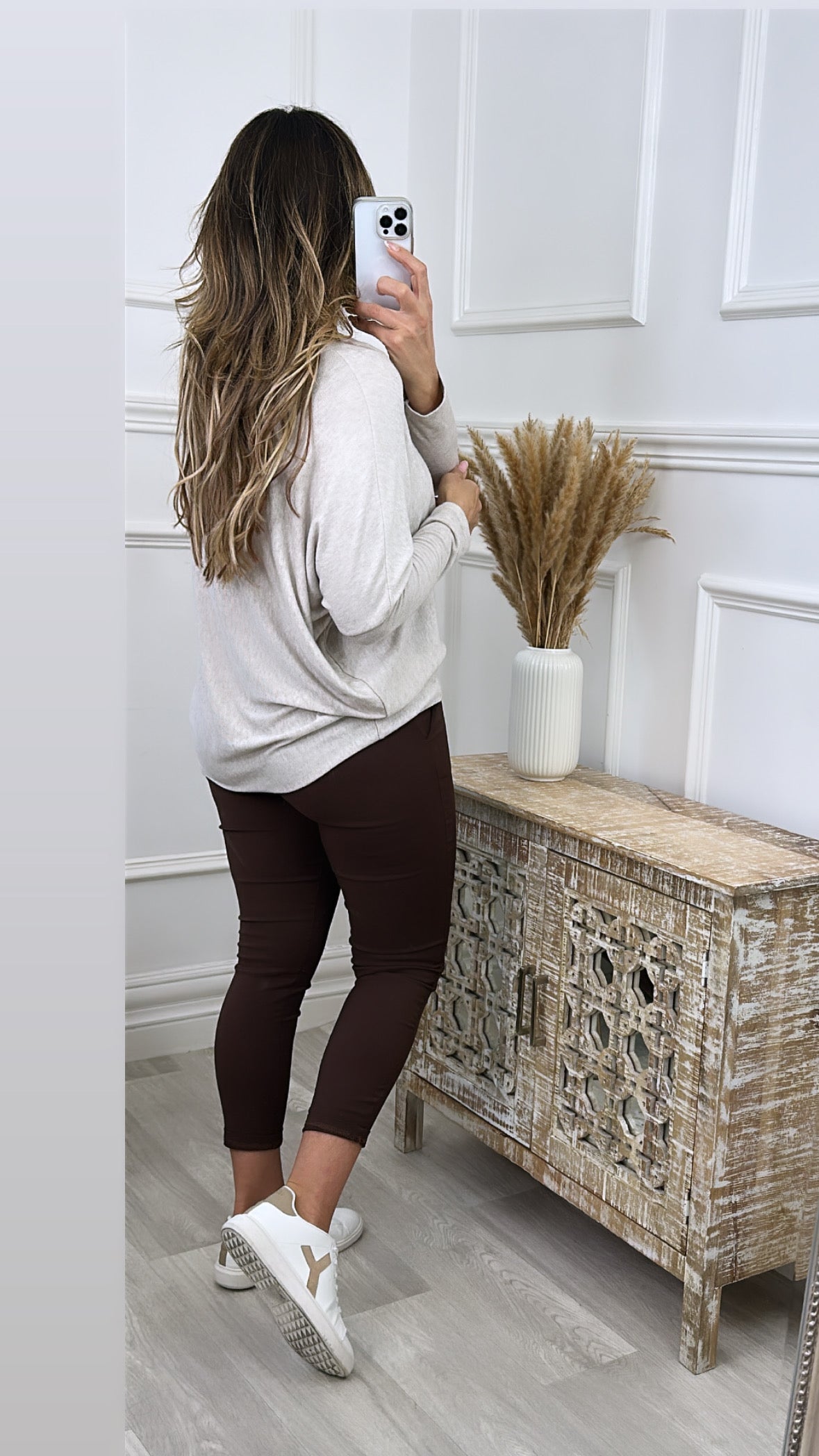 Cliona Beige Fine Knit Top