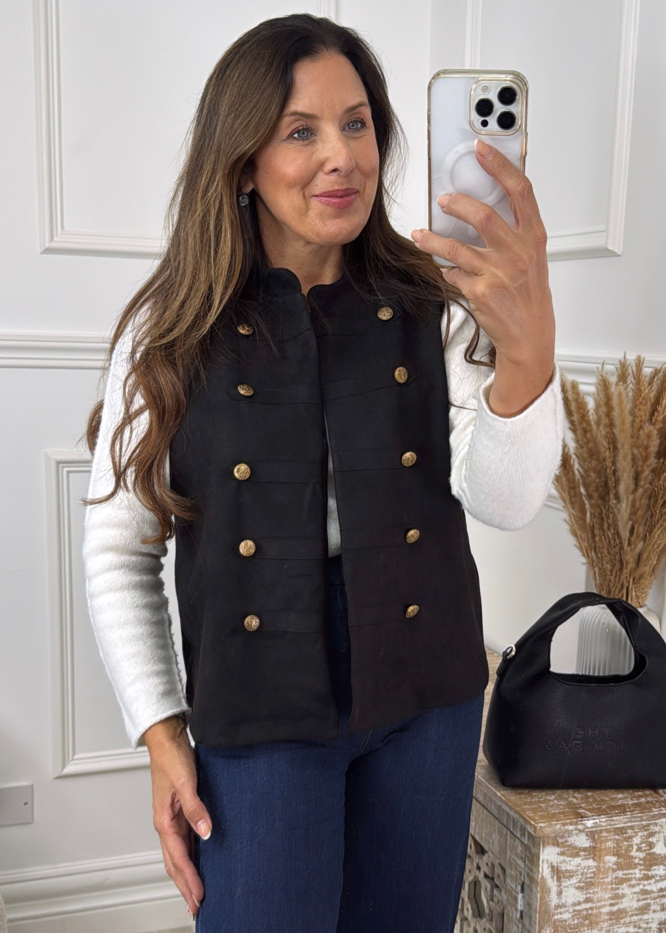 Katie Black Button Waistcoat