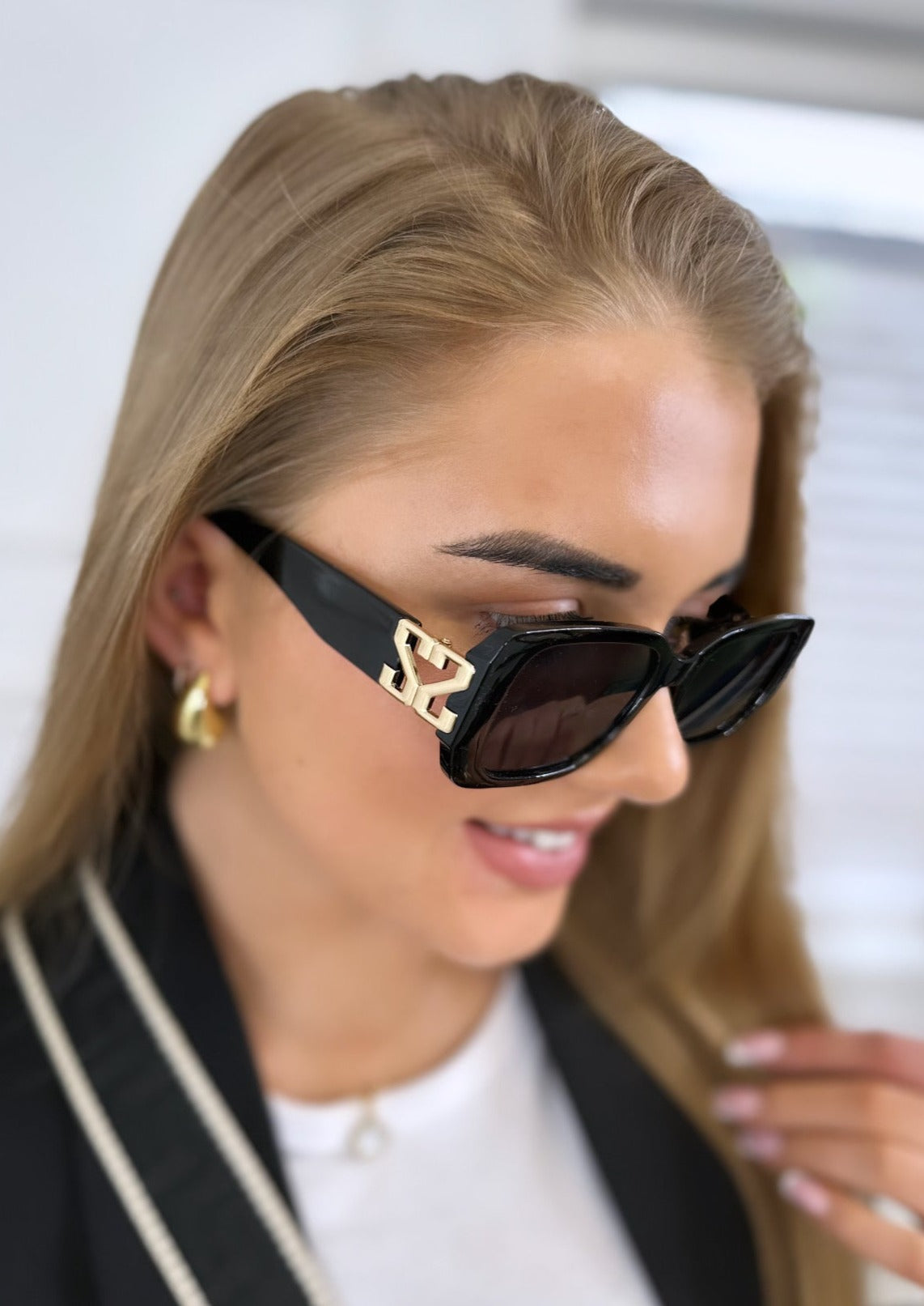 Freya Black Monogram Sunglasses