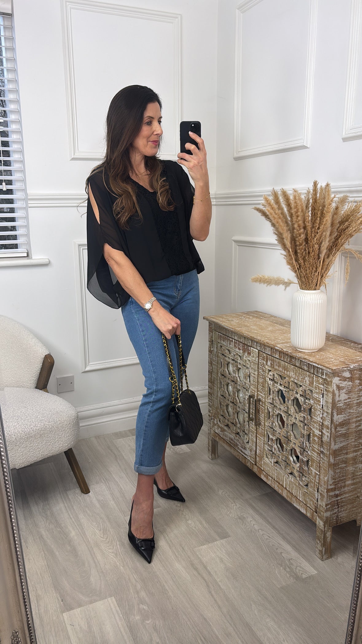 Norella Black Lace Detail Top