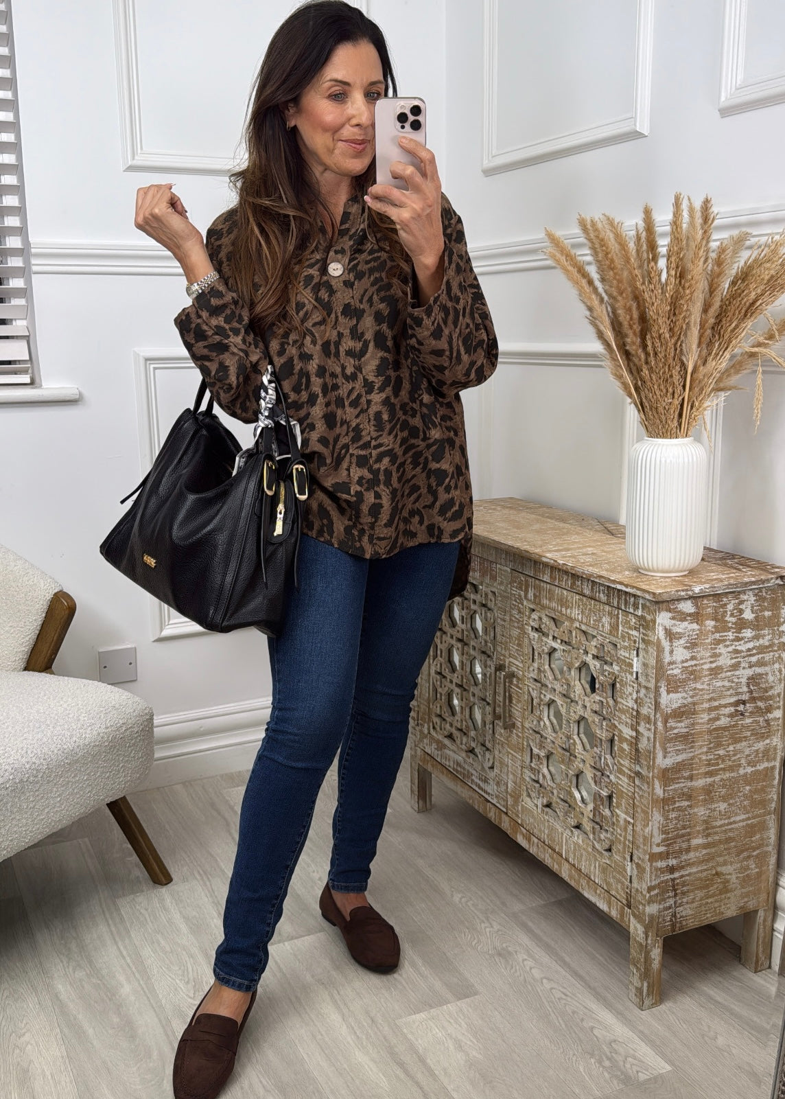 Maredith Brown Leopard Print Top