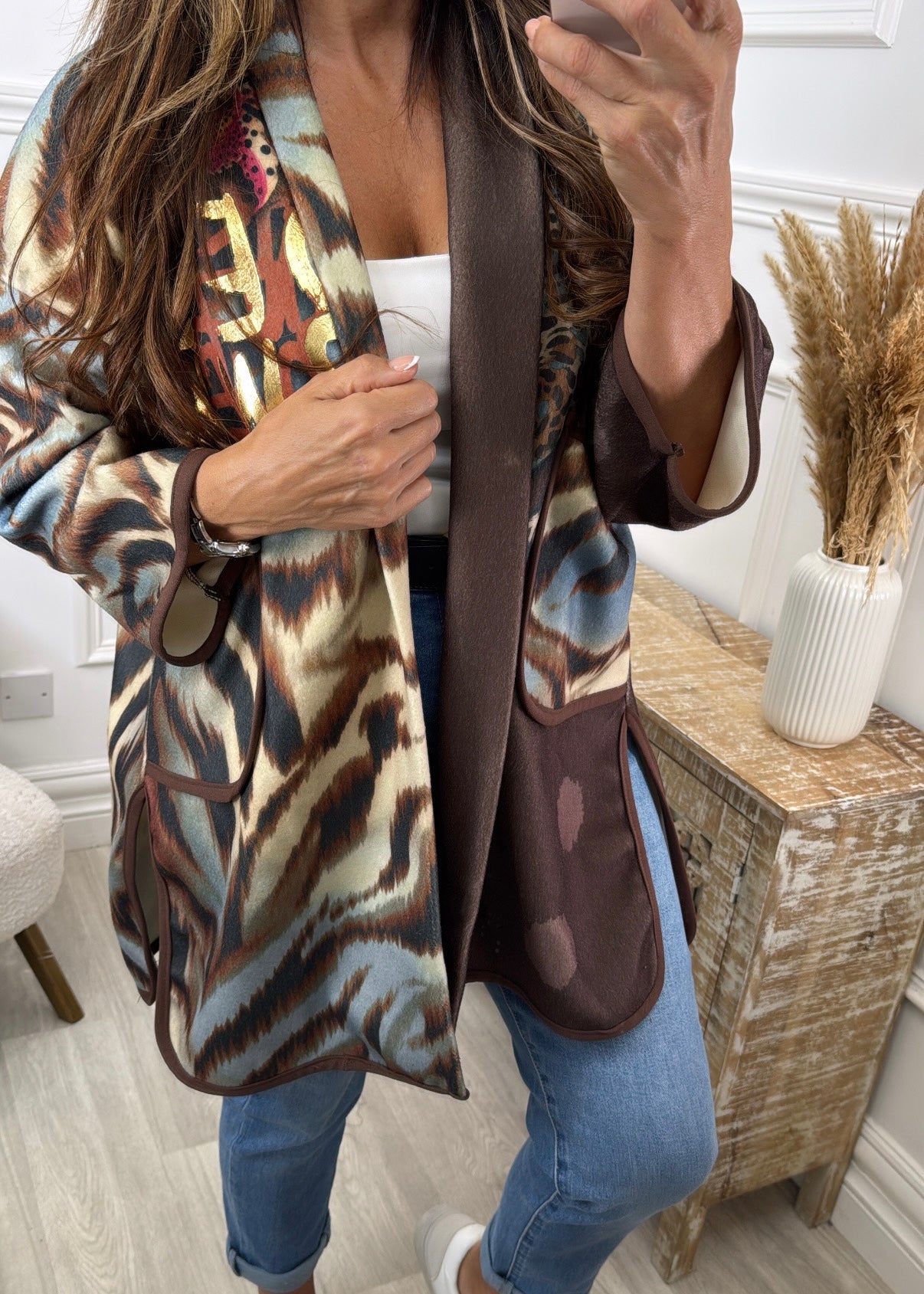 Trista Beige Animal Print Jacket
