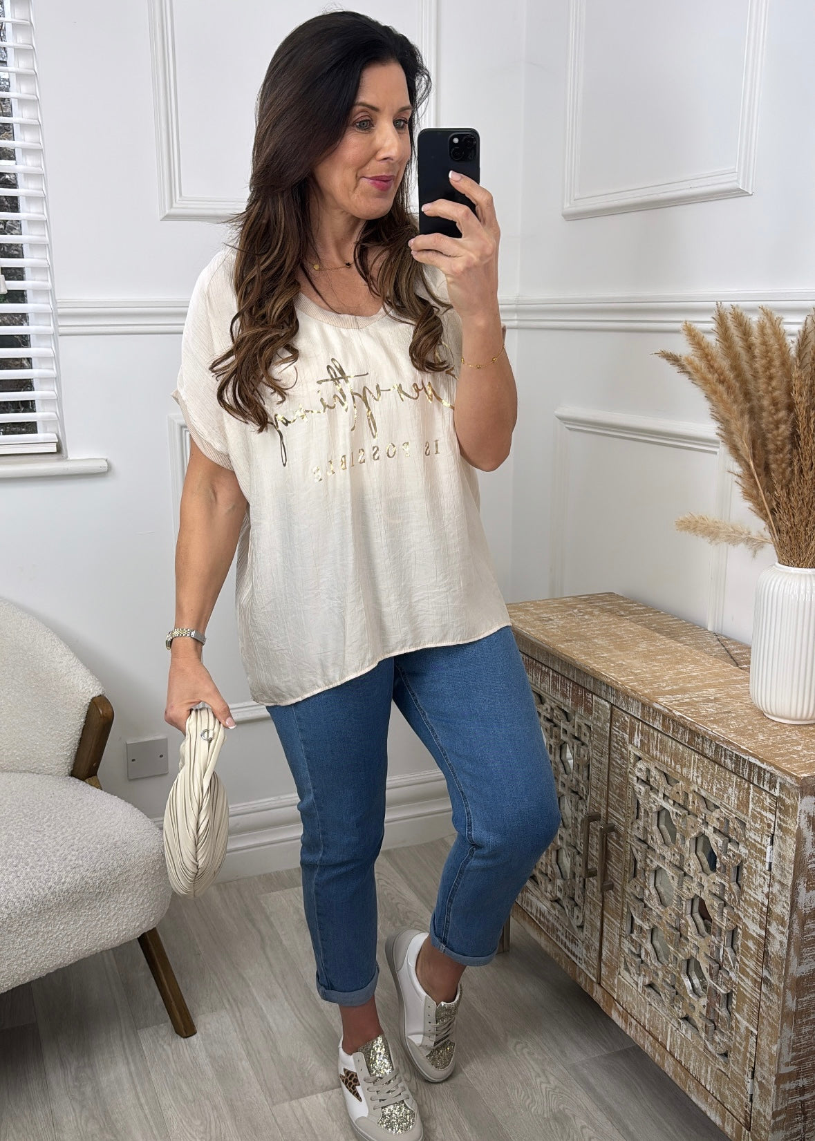 Nancy Beige Everything is Possible Top