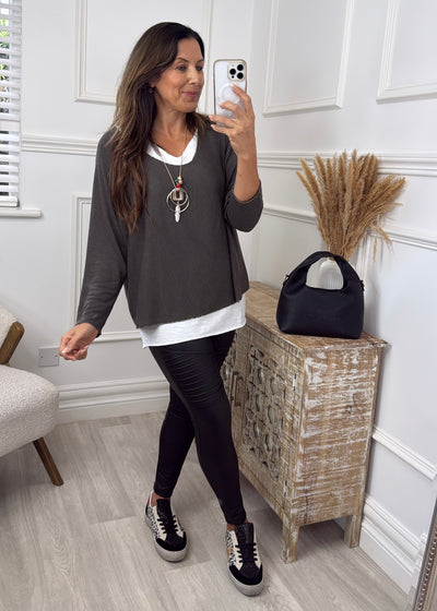 Vada Brown Layered Top