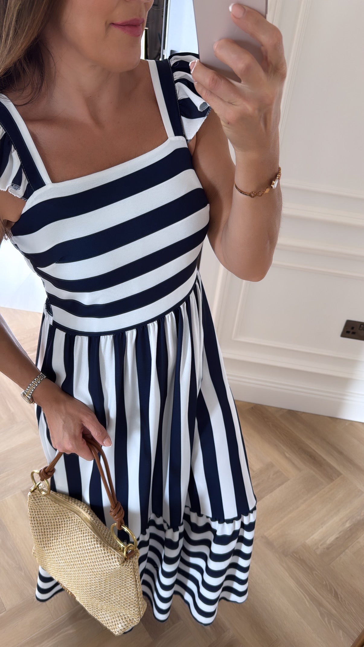 Elaina Navy Striped Maxi Dress