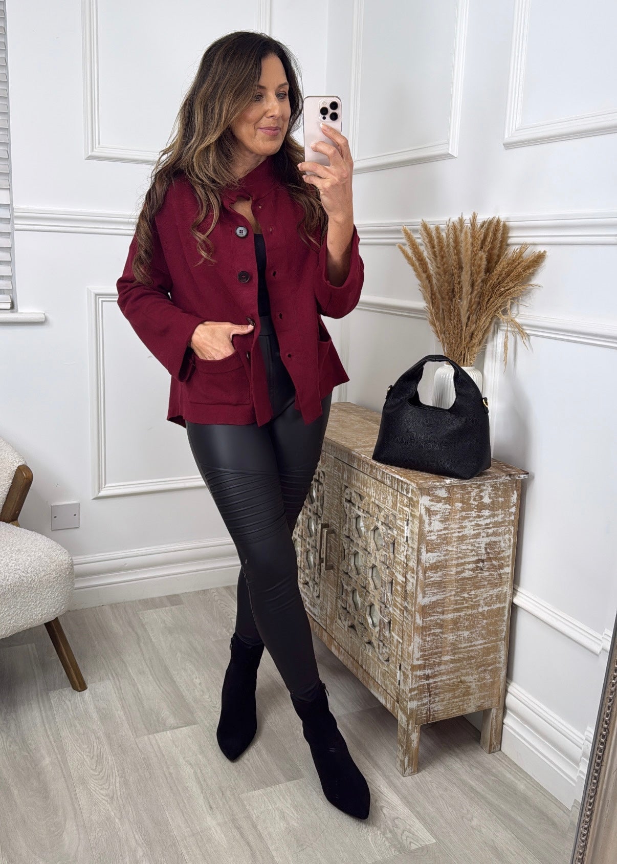 Junie Wine Dip Back Cardigan