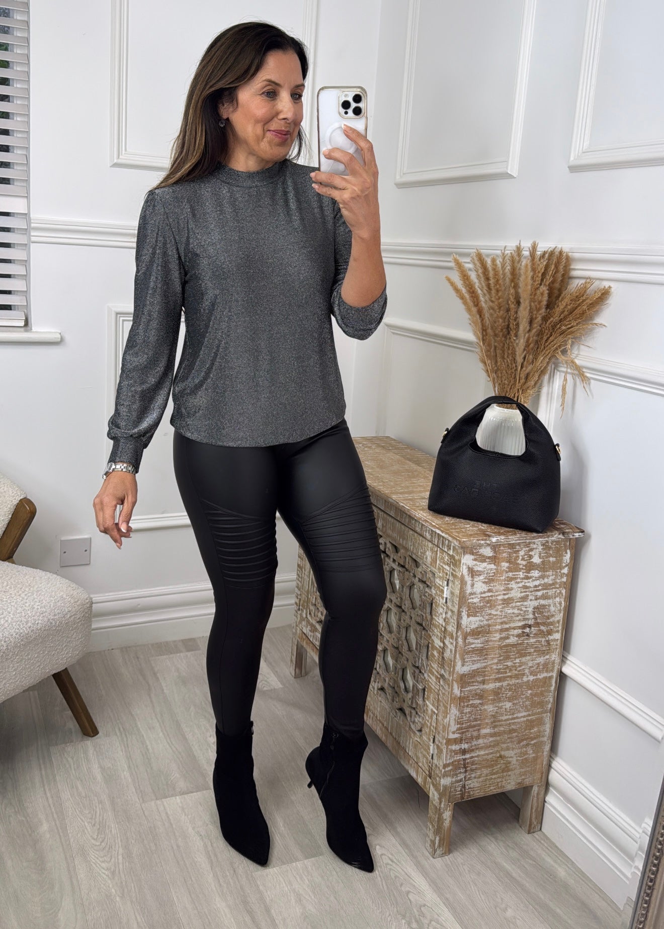 Lulu Black Glitter Long Sleeved Top