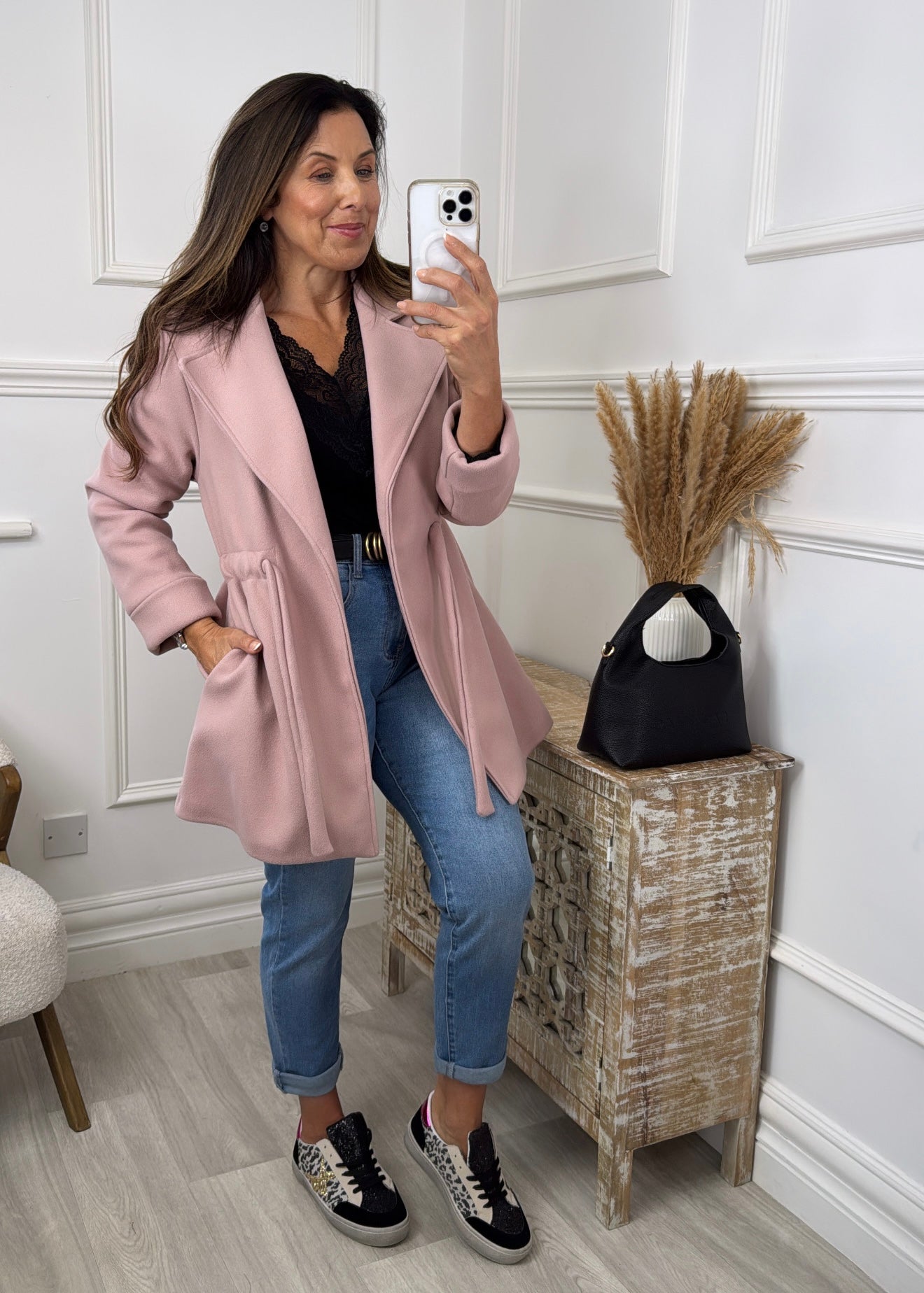 Rosie Baby Pink Belted Jacket