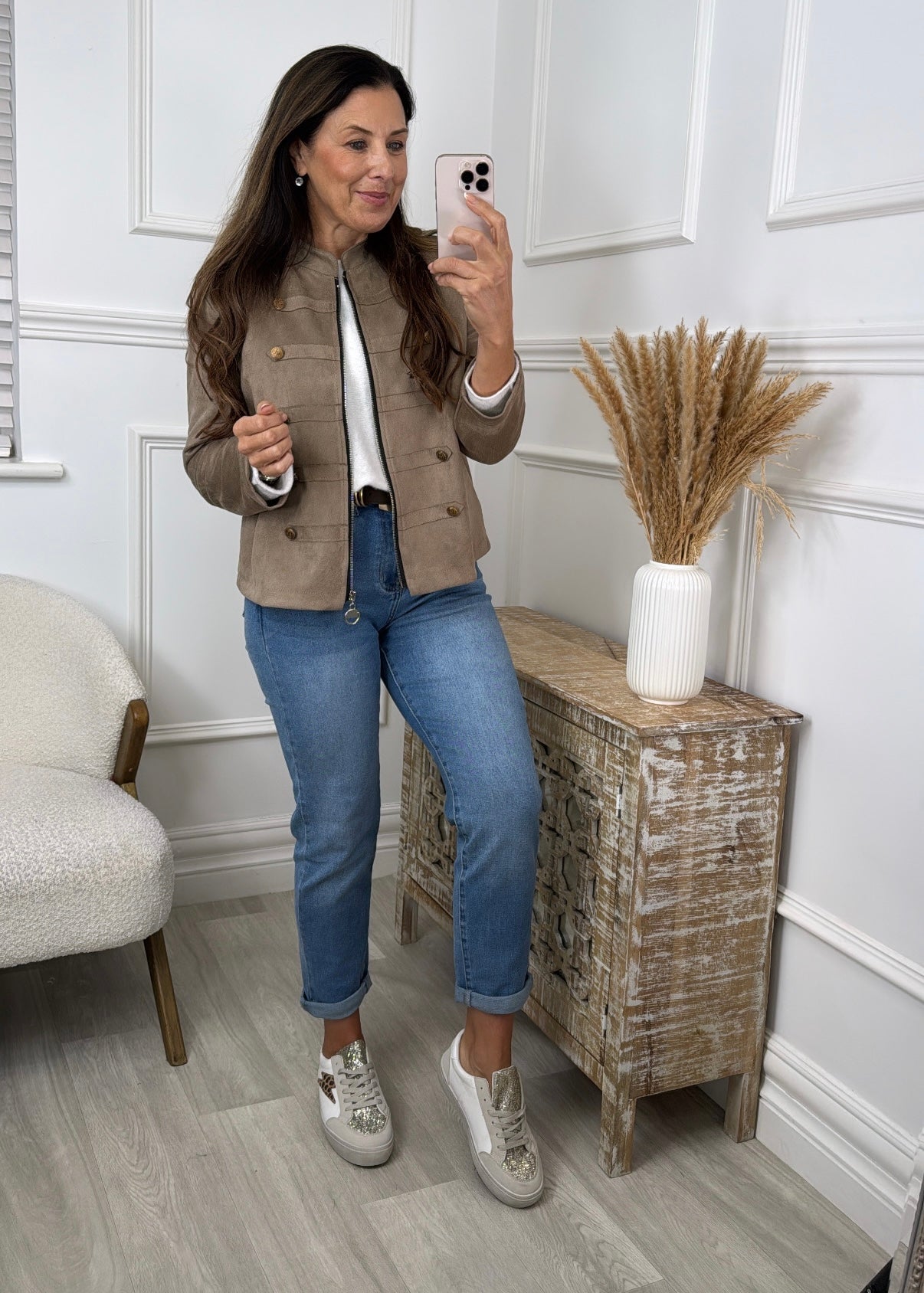 Laney Beige Military Button Jacket